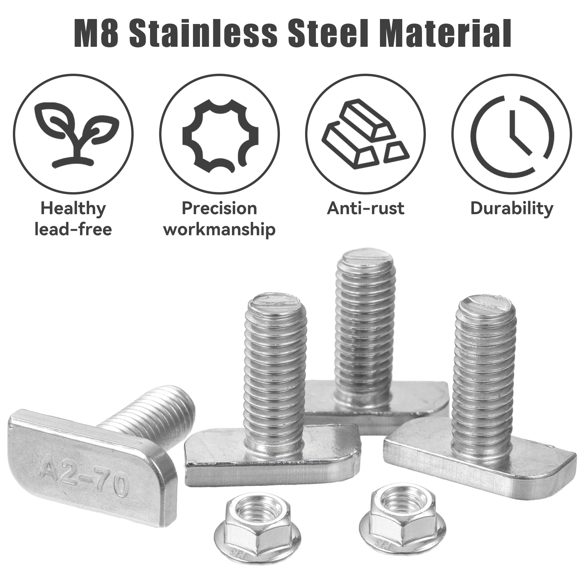 Viti A Testa Martello M8 X 20mm In Acciaio Inox A2-70 - Confezione Da 15 Pezzi Per Impianti Fotovoltaici - Foto 1