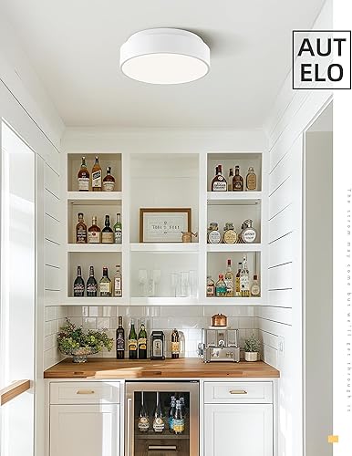 Miniatura 3 de AUTELO Lámpara de Techo de 12", Lámpara de Techo Moderna de Montaje al Ras con Vidrio Esmerilado en Acabado Blanco Mate, Accesorios de Luz Blanca de