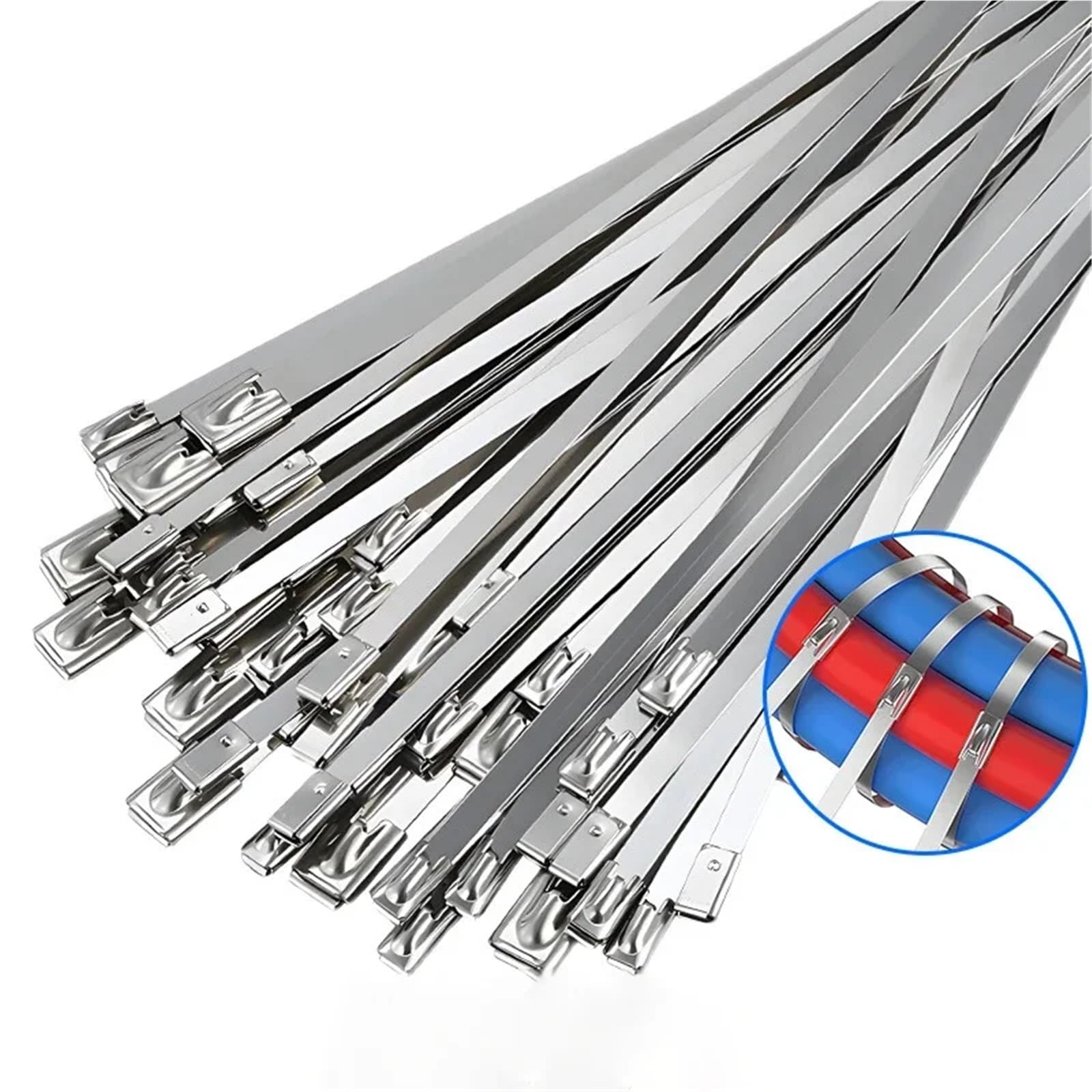 Metalowe opaski zaciskowe Opaski zaciskowe ze stali nierdzewnej, różne rozmiary, wiele sztuk(4.6x300mm,500PCS)