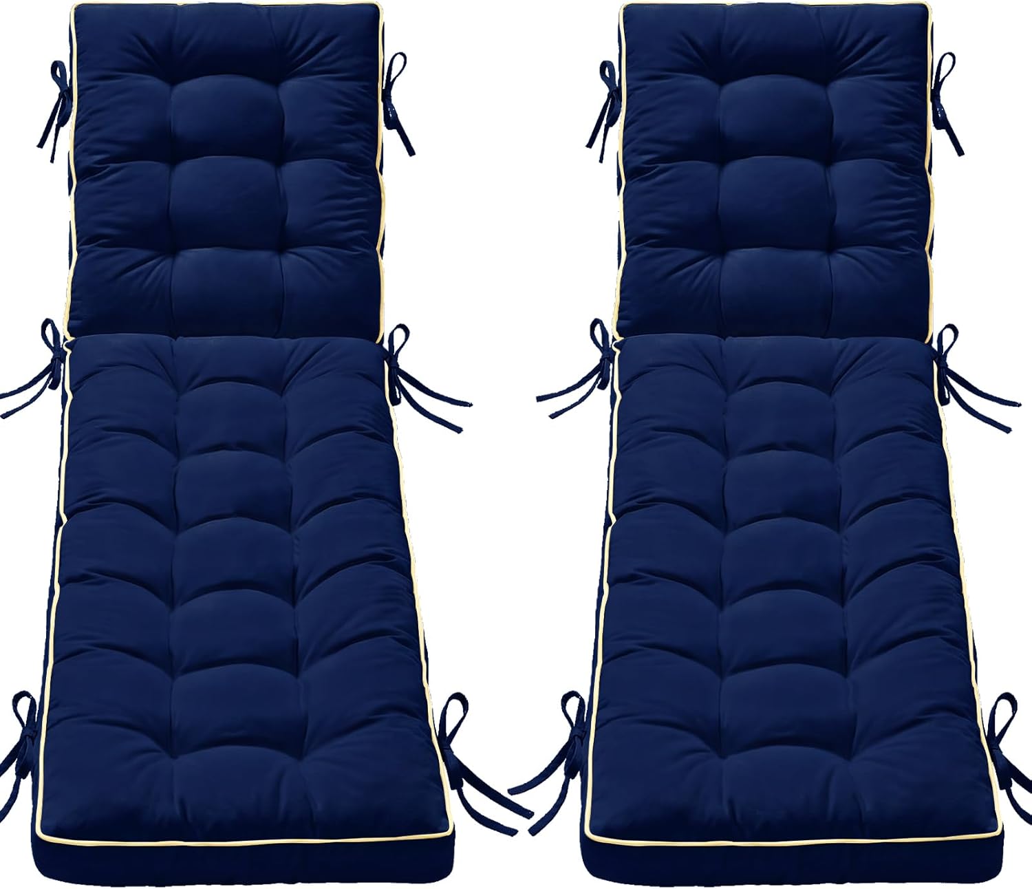 2 Pack 72x21 Inch Folding Chaise Lounge Cushion Quick Dry - Outdoor Sun Lounger Seat Pad with Shredded Foam for Patio Furniture, Deck Chairs, Poolside (Blue, 72 INCH × 21 INCH-2 Pack)