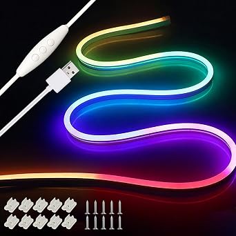 ZSLAIFU USB LED Light Strip, 16.4ft 5V RGB LED Strip Lights, Dimmable Mirror LED Lights Strip, USB Light for Bedroom, Cabinet, Kitchen, DIY Lighting Power Adapter Not Included