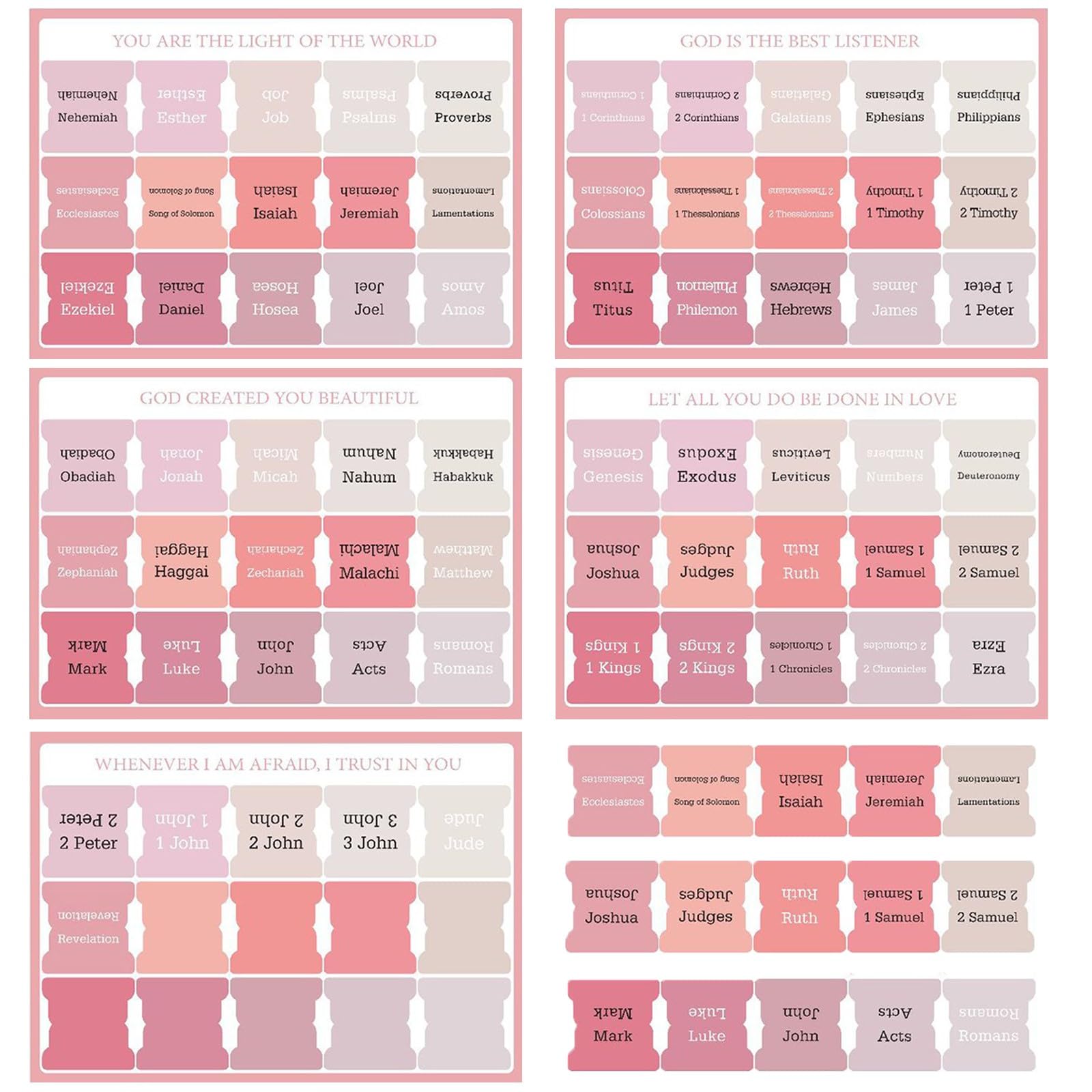 Pestañas Laminadas para la Biblia, 75 Pcs Tablas Biblias Laminadas - Accesorios Bíblicos (Rosa)