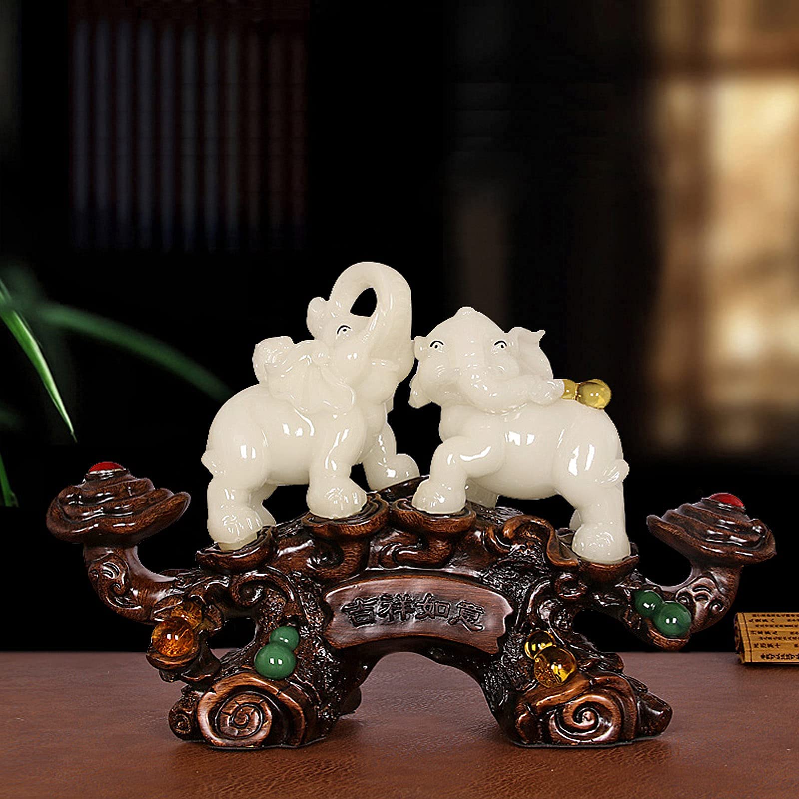 Feng Shui Éléphant Statue Richesse Chanceux Figurine Feng Shui Décor Bureau Maison Bureau Décor Grande Taille Sculpture Figurines De Collection Cadeau Décor À La Maison