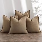 MIULEE Housses de Coussin Décoratives en Lin Neutre 18x18 Pouces Paquet de 4 | Housses de Coussin Naturelles Douces pour Canapé Décor Moderne de Maison pour Salon Lit