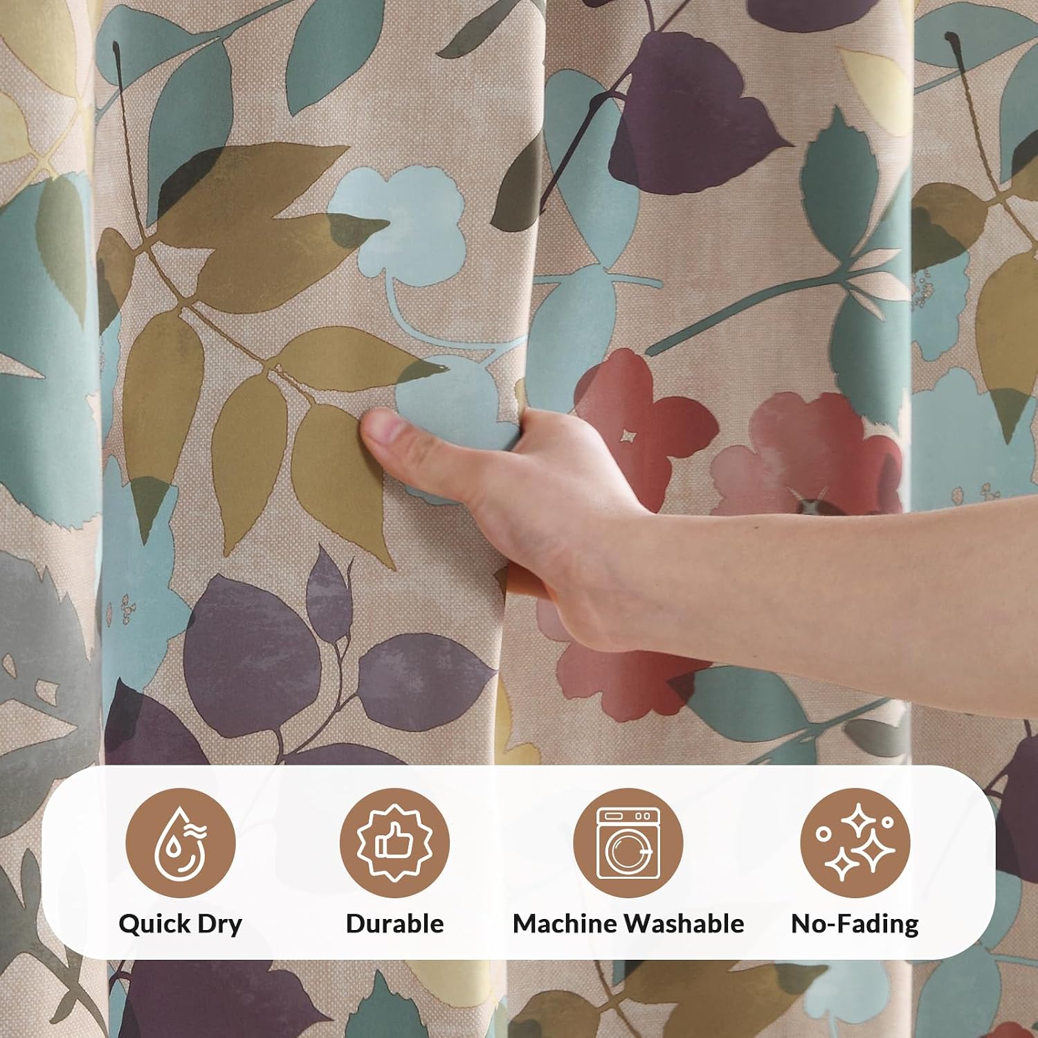 GASIYU Rustic Autumn Leaf Shower Curtain for Bathroom, Warm Brown Boho Farmhouse Fall Foliage Fabric Bath Curtain, Botanical Country Style Aesthetic Bathroom Decor, Extra Long 72" W x 84" H image 4