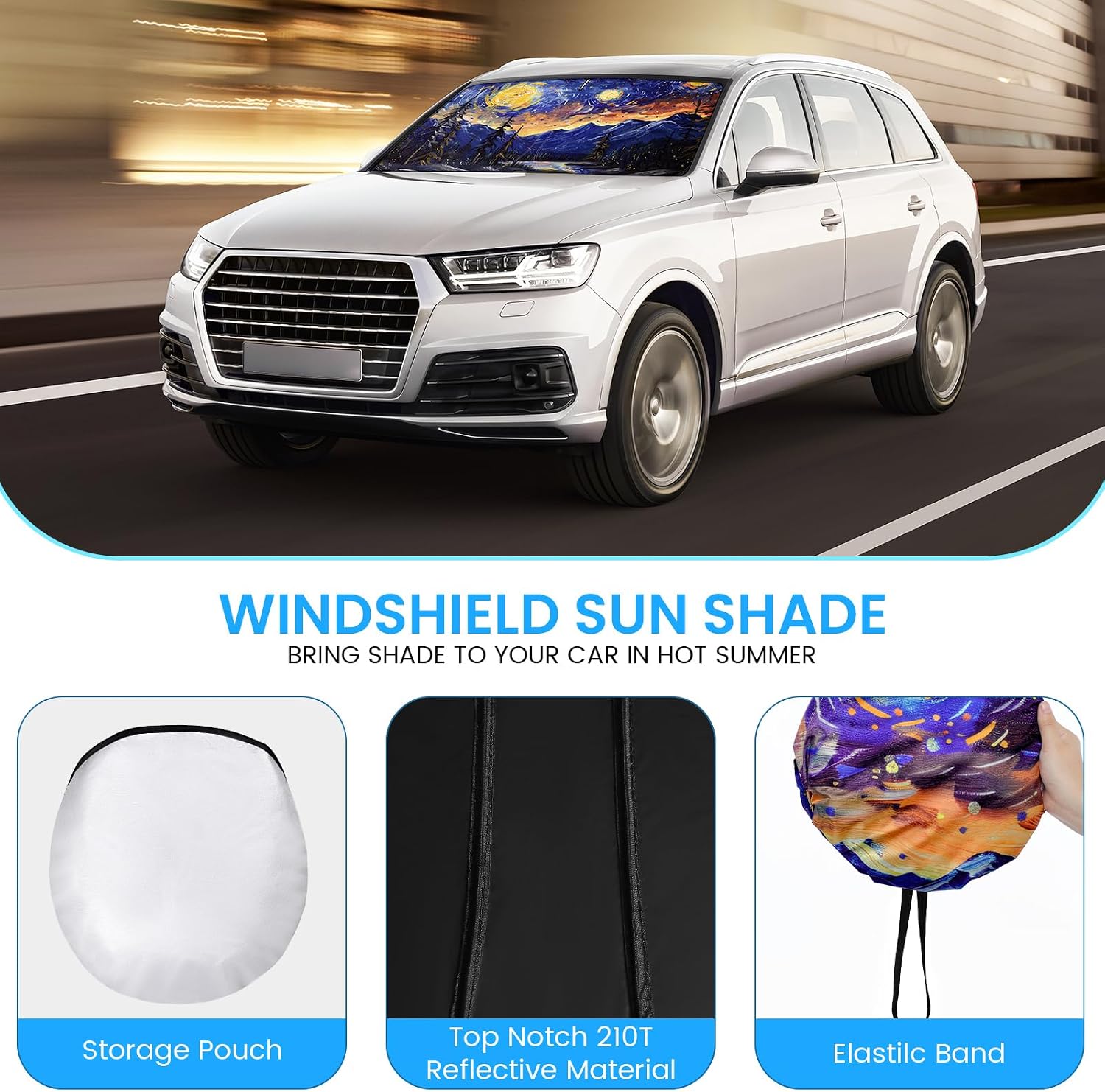 Foldable Windshield Sun Shade for Car – 240T Reflective UV and Heat Shield with Storage Bag | Keeps Interior Cool image 5