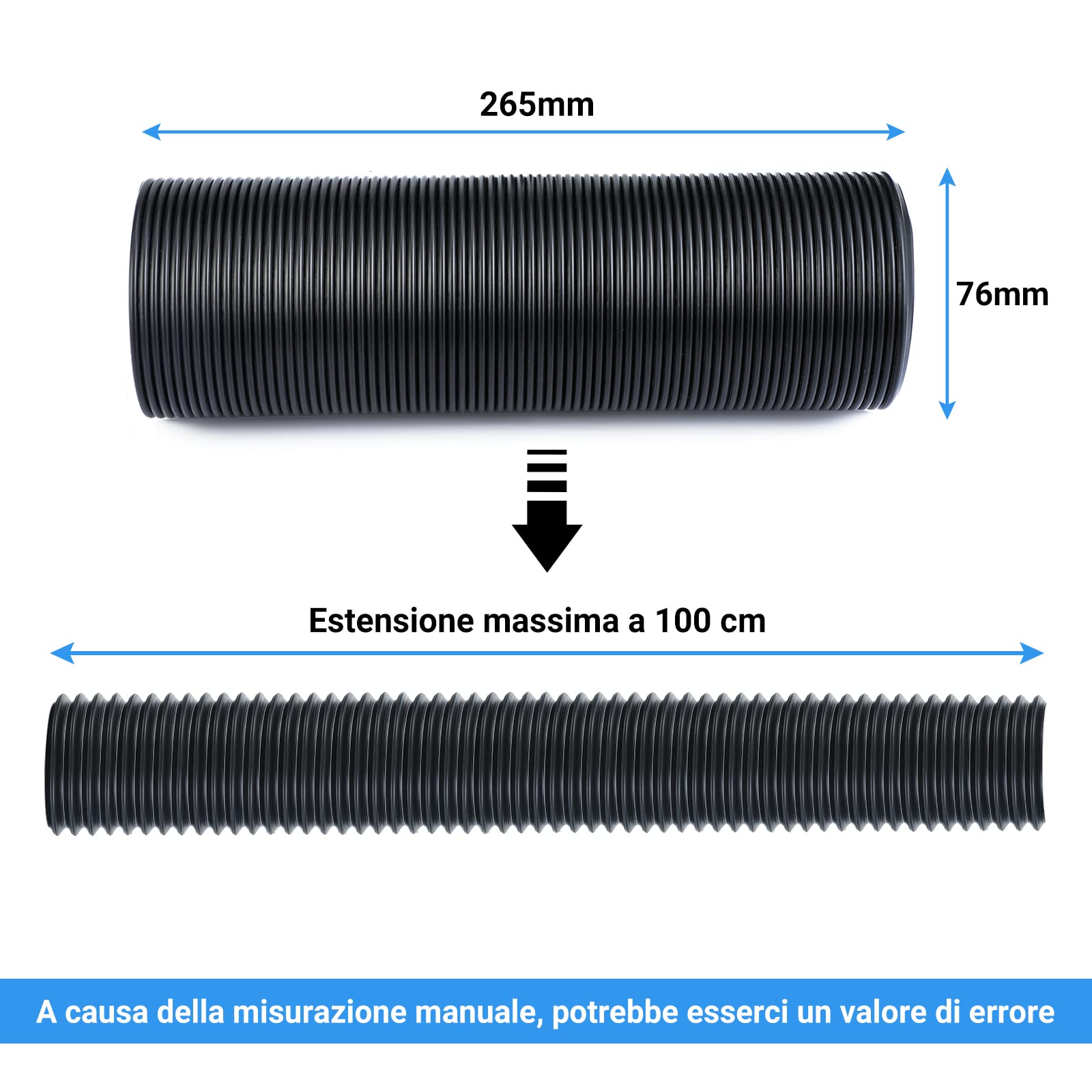 Dickly Tubo flessibile di aspirazione dell'aria per auto, tubo di aspirazione estensibile, tubo di aspirazione della presa d'aria per accessori per auto per, Rosso diametro 76 mm