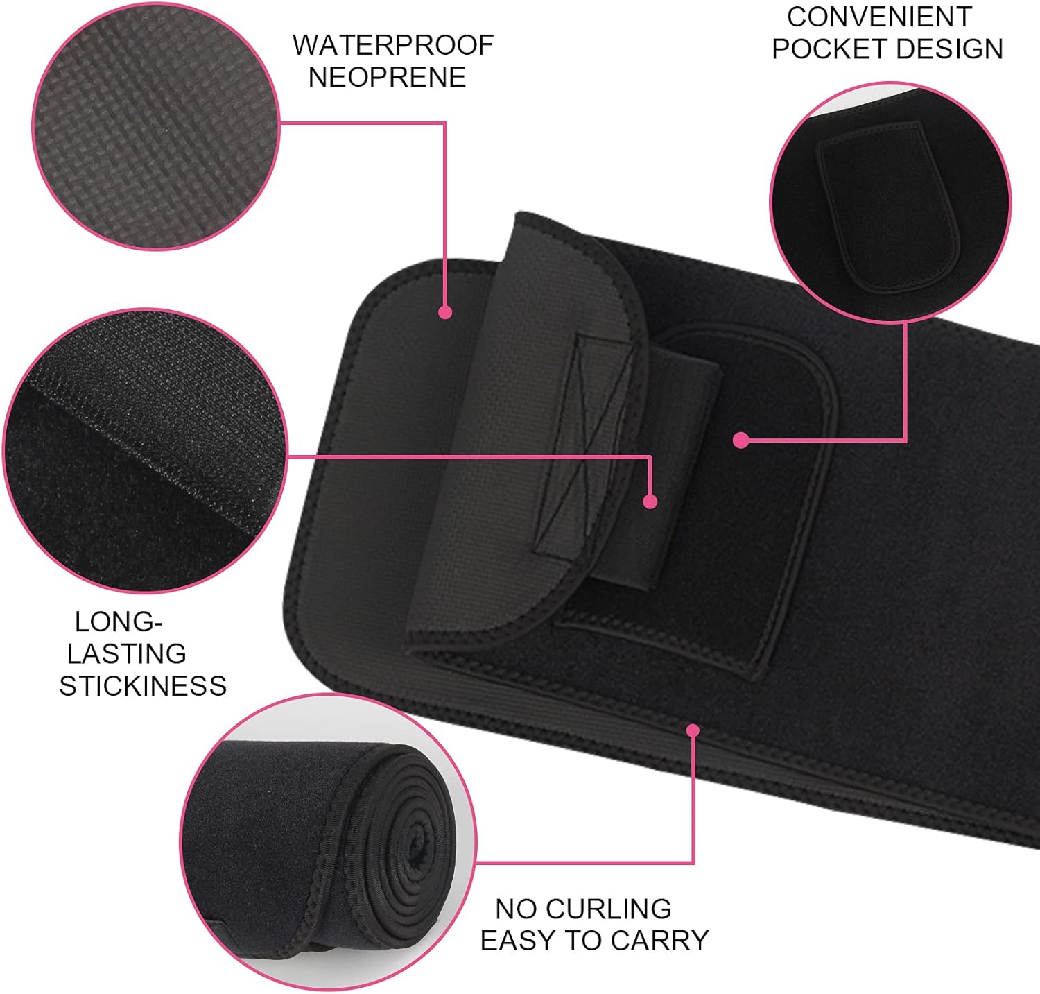 NOOVKY Waist Trimmer,Black Neoprene Waist Trimmer Belt,Sport Waist Trimmer for Women,Waist Trainer Belt for Workout with Pocket, Small : Clothing, Shoes & Jewelry