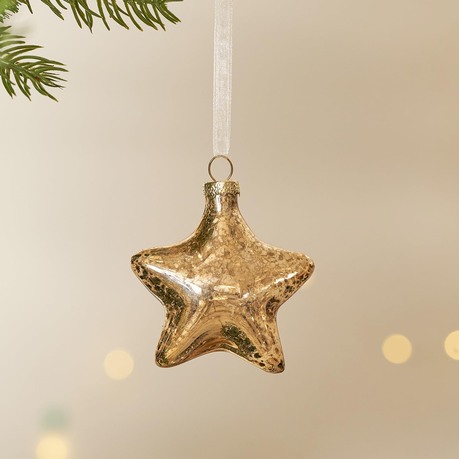 Juego de 4 Adornos Colgantes de Estrella de Navidad Dorados