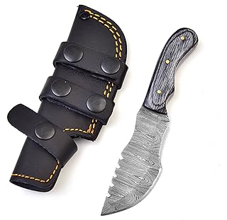 Tracker Knife 6.5 Inches Hunting Fixed Blade Damascus Knife Horizontal Carry Knife Scout Carry Knife with Sheath Knives for Men (Black Wood) (Black Wood) - BNAZIND