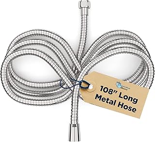 HammerHead Showers® Solid Metal 9 ft Shower Hose - CHROME – Extra Long 108” Attachment for Handheld Shower Head - Shower Hose Replacement