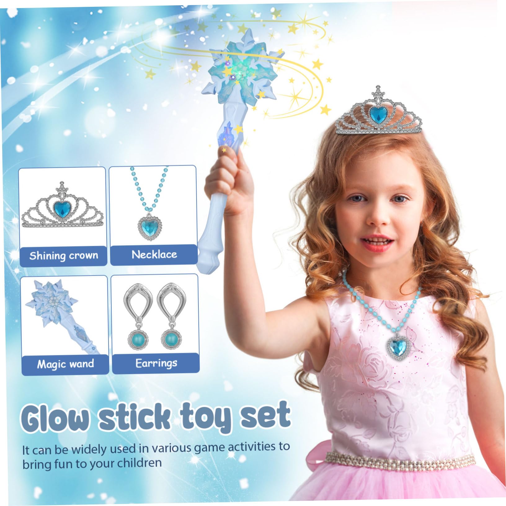 1 Pezzo Bastone Luminoso Per Bambina Con Effetto Luminoso e Durata Lunga Gioco Divertente e Resistente Per Feste Natalizie e Serate Design Tema Christmas Blu Sfumato Regalo Per