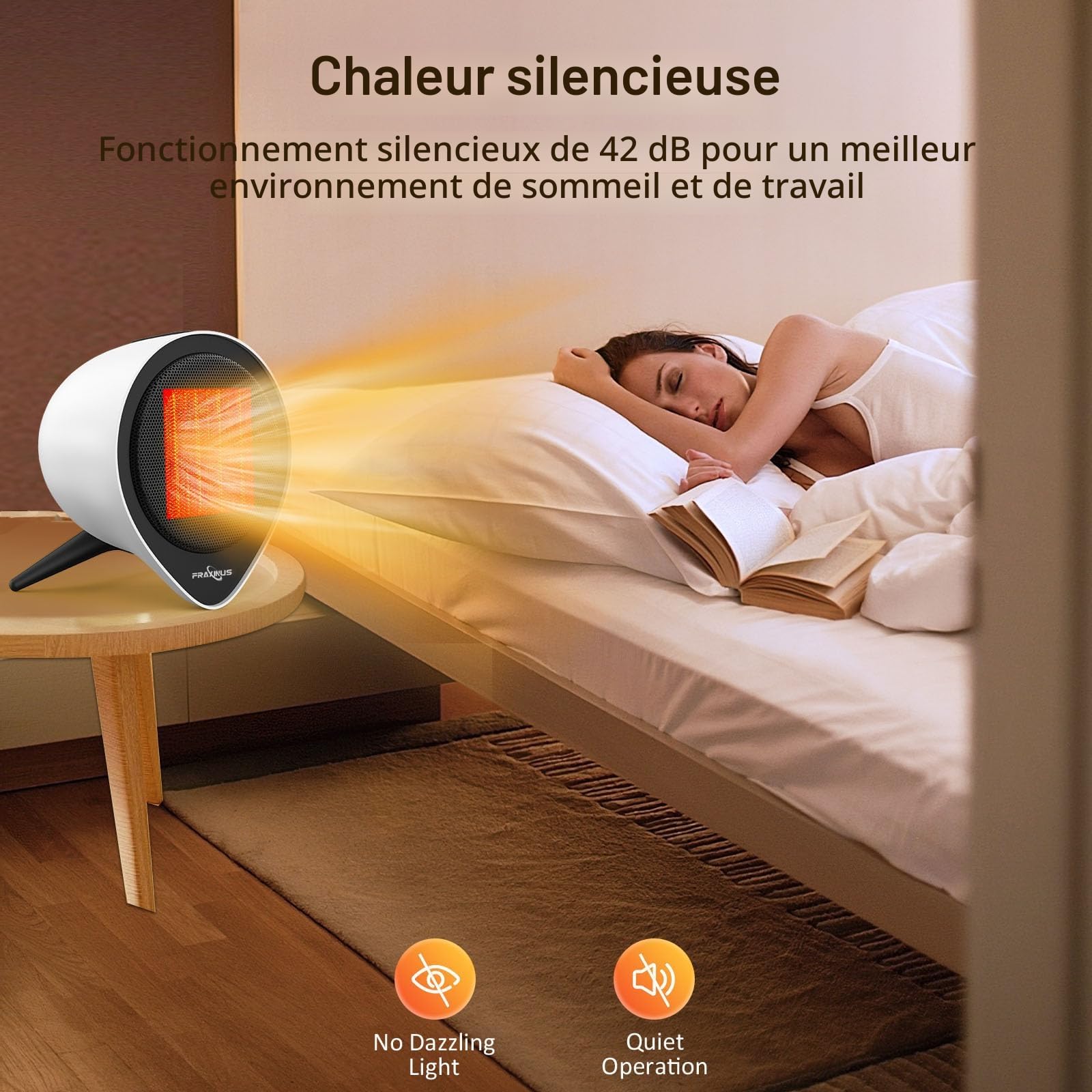 Mini Radiateur Céramique 1500W, Chauffage d'appoint avec Minuterie 1-15 h, Protection anti-surchauffe et anti-basculement, Compact pour Bureau, salon - Blanc