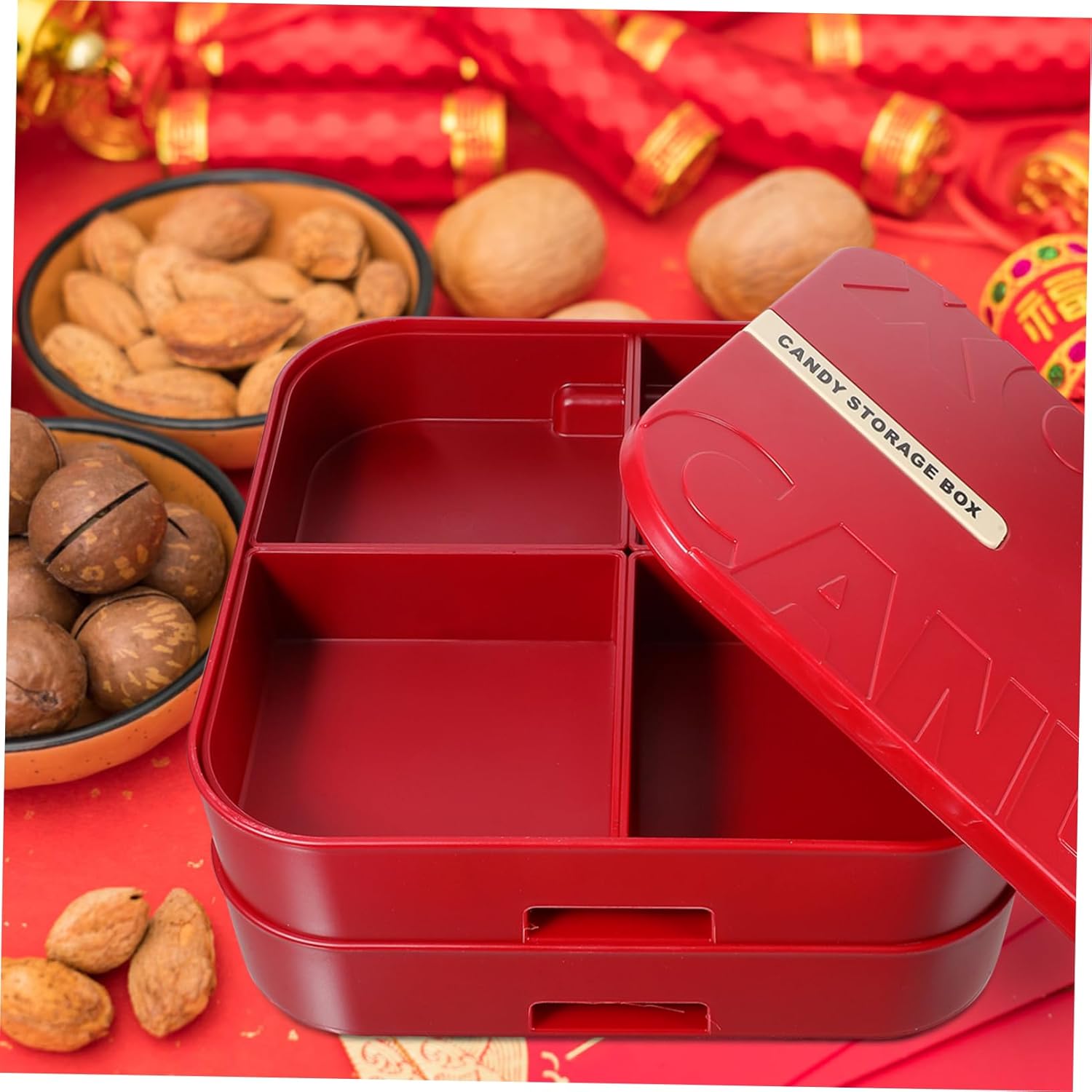 Cabilock Multi-functional Dried Fruit Box Dual Snack Container for Home Use Portable Candy Case for Daily Treats Smooth Easy to Store and Carry