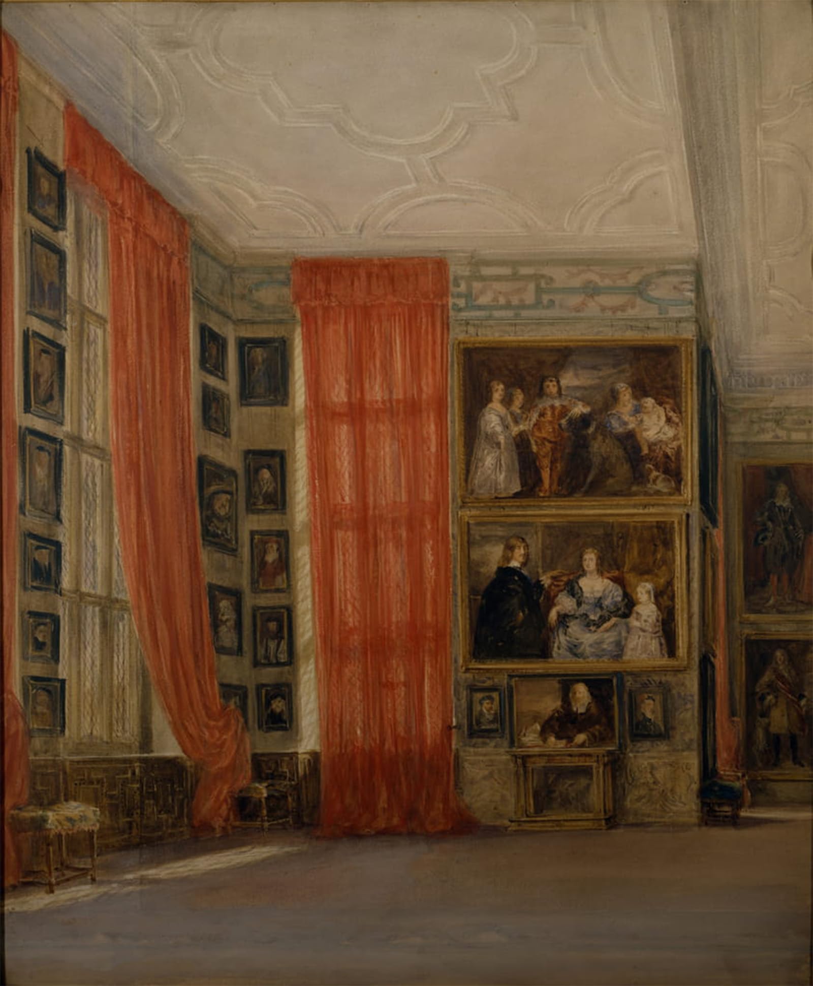 ARTXLXXBN Famous Painting Canvas Artwork Graffiti Print the Long Gallery At Hardwick by David Cox Portrait Canvas Image for Home Decor 60x90cm