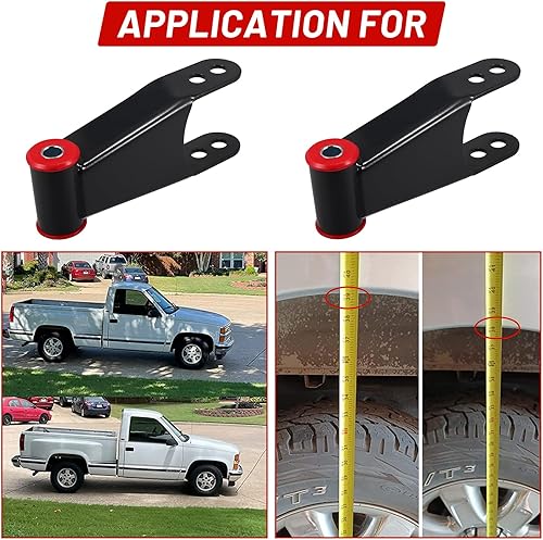 Miniatura 7 de Kit de suspensión de grillete trasero de 2 pulgadas que reemplaza # 410520 compatible con Chevy y GMC C1500/C2500 1988-2019 Silverado Sierra 1500