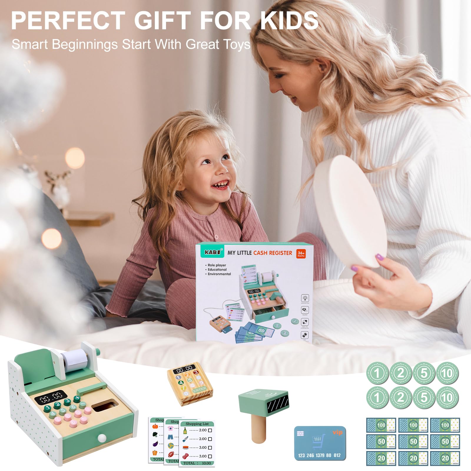 OSLINE Cadeaux pour filles et garçons de 2, 3, 4 ans, jouets éducatifs Montessori en bois, jouets d'apprentissage éducatifs pour enfants, jeu de rôle pour enfants de 3 à 5 ans, cadeau d'anniversaire