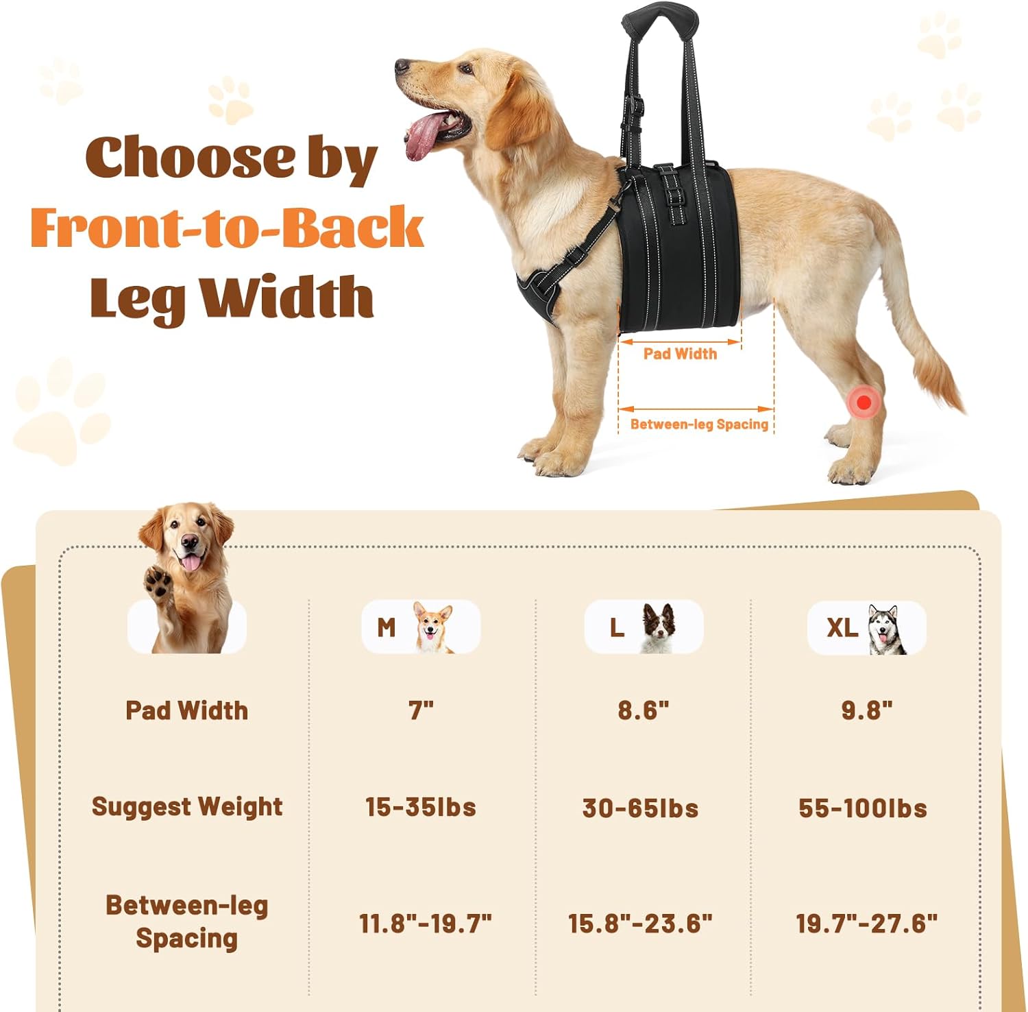 NOYAL Dog Lift Harness Sling - Adjustable Pet Carrier for Senior Dogs with Arthritis Joint Injuries, Emergency Support Rehabilitation Aid for Nail Trimming, Stairs Assistance