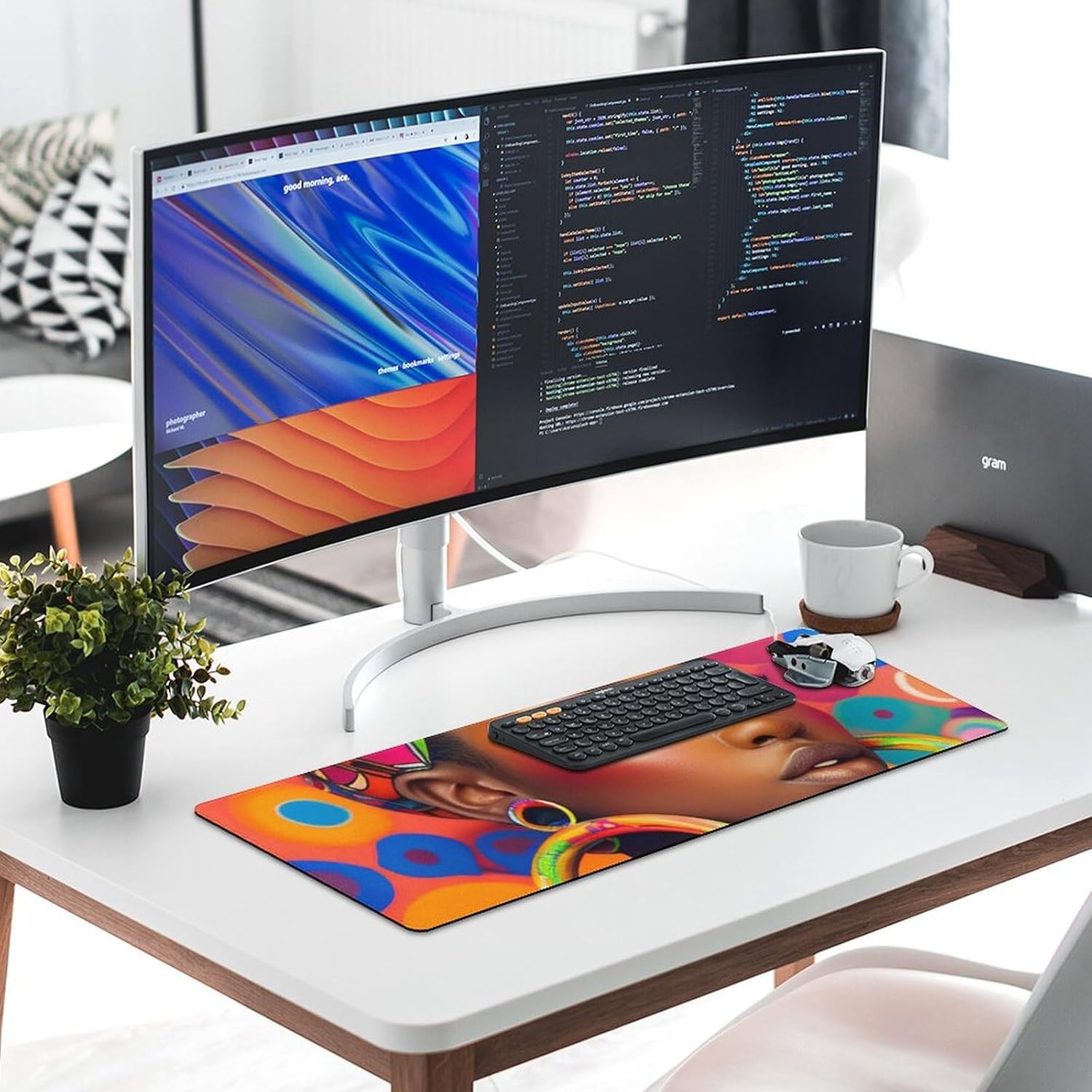 African American Black Art Colorful Fashionable Anti Slip Table Mat, Waterproof Mouse Protection Pad 30x80cm