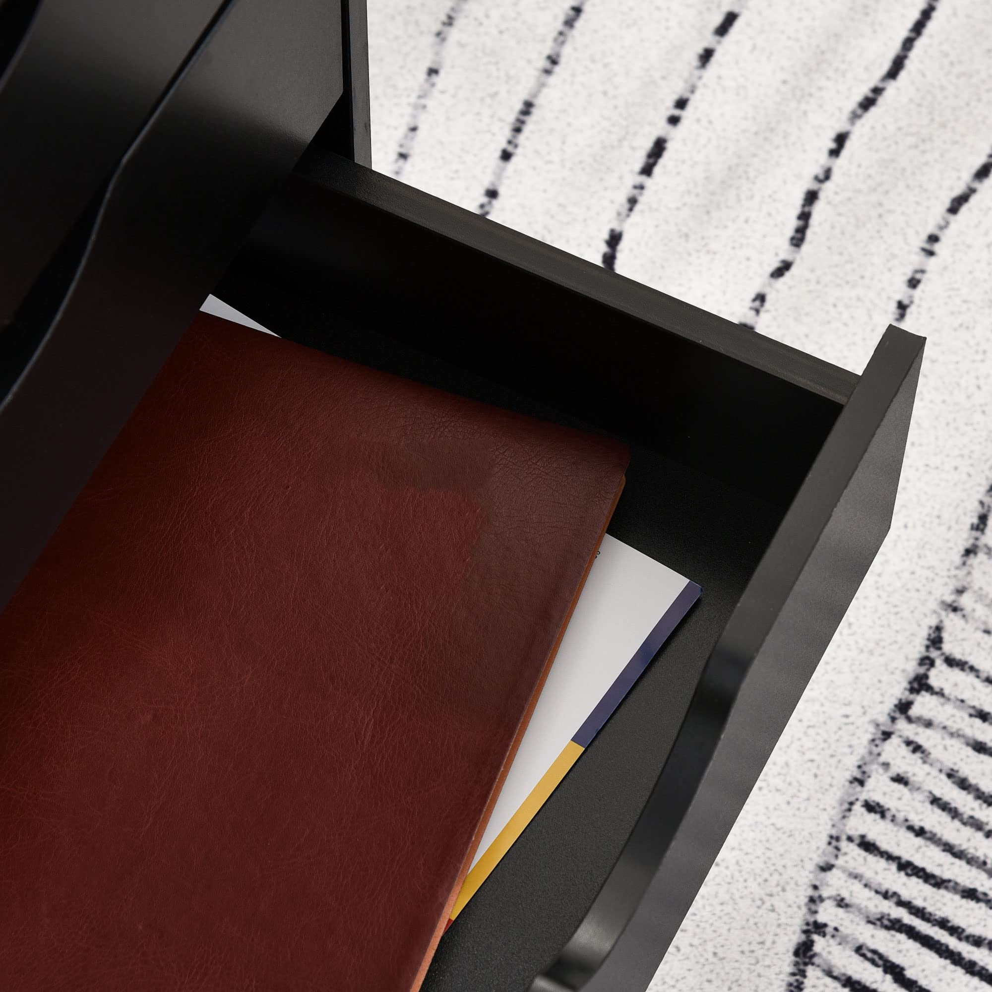 HOMCOM Caisson bureau mobile avec 5 tiroirs, meuble rangement bureau sur roulettes pour documents et imprimante, caisson de rangement compact pour travail ou chambre, 40 x 40 x 67 cm, noir