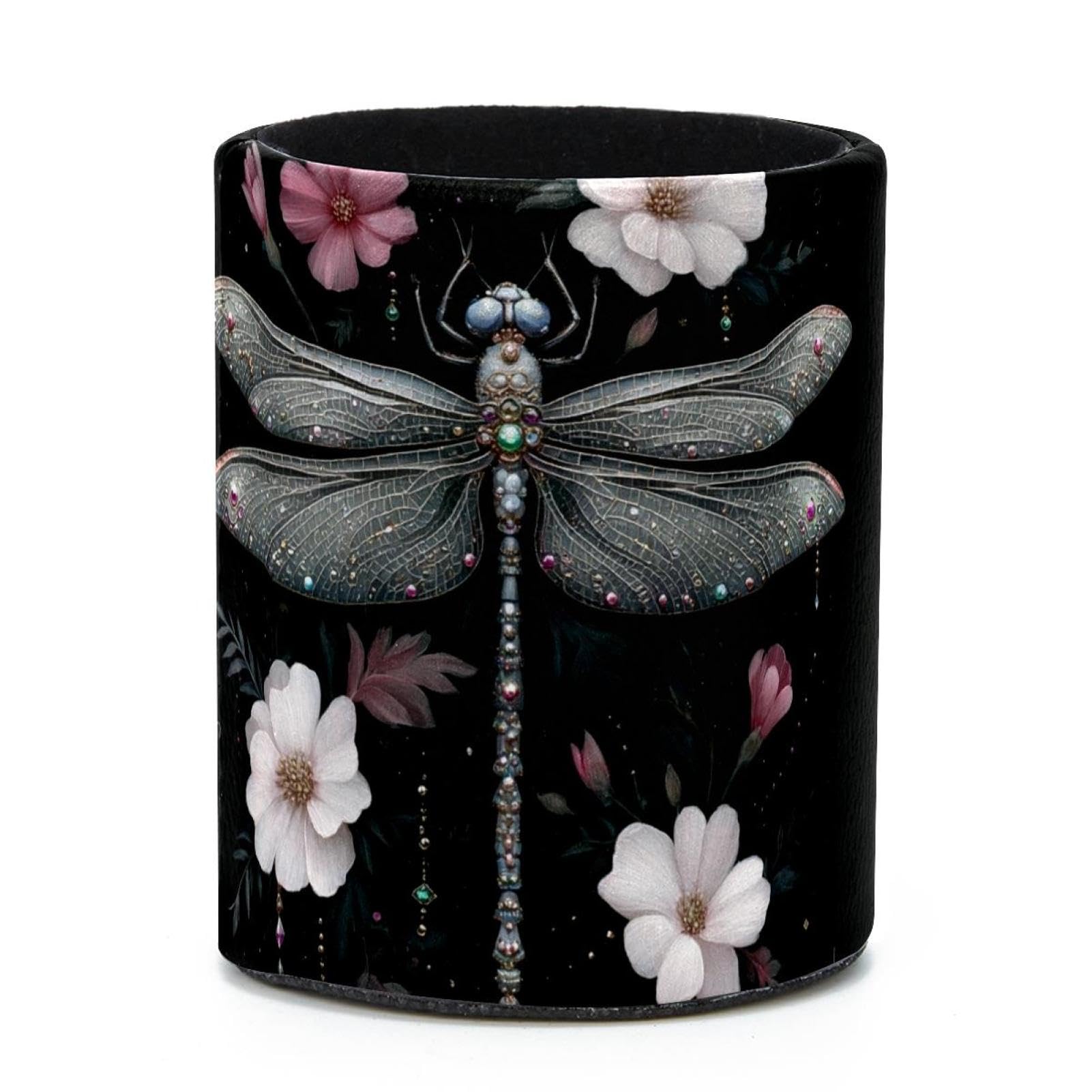 VAPOKF Round Pencil Holders for Desk, Dragonfly Pen Holders Pen Pot Makeup Brushes Storage Desktop Stationery Supplies Organiser for Home Office