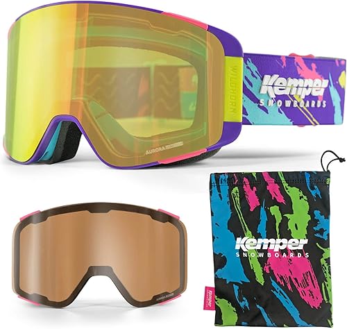 Wildhorn Pipeline Kemper - Gafas de esquí para hombres mujeres y jóvenes proveedor del equipo de esquí de EE UU con 2 lentes magnéticas