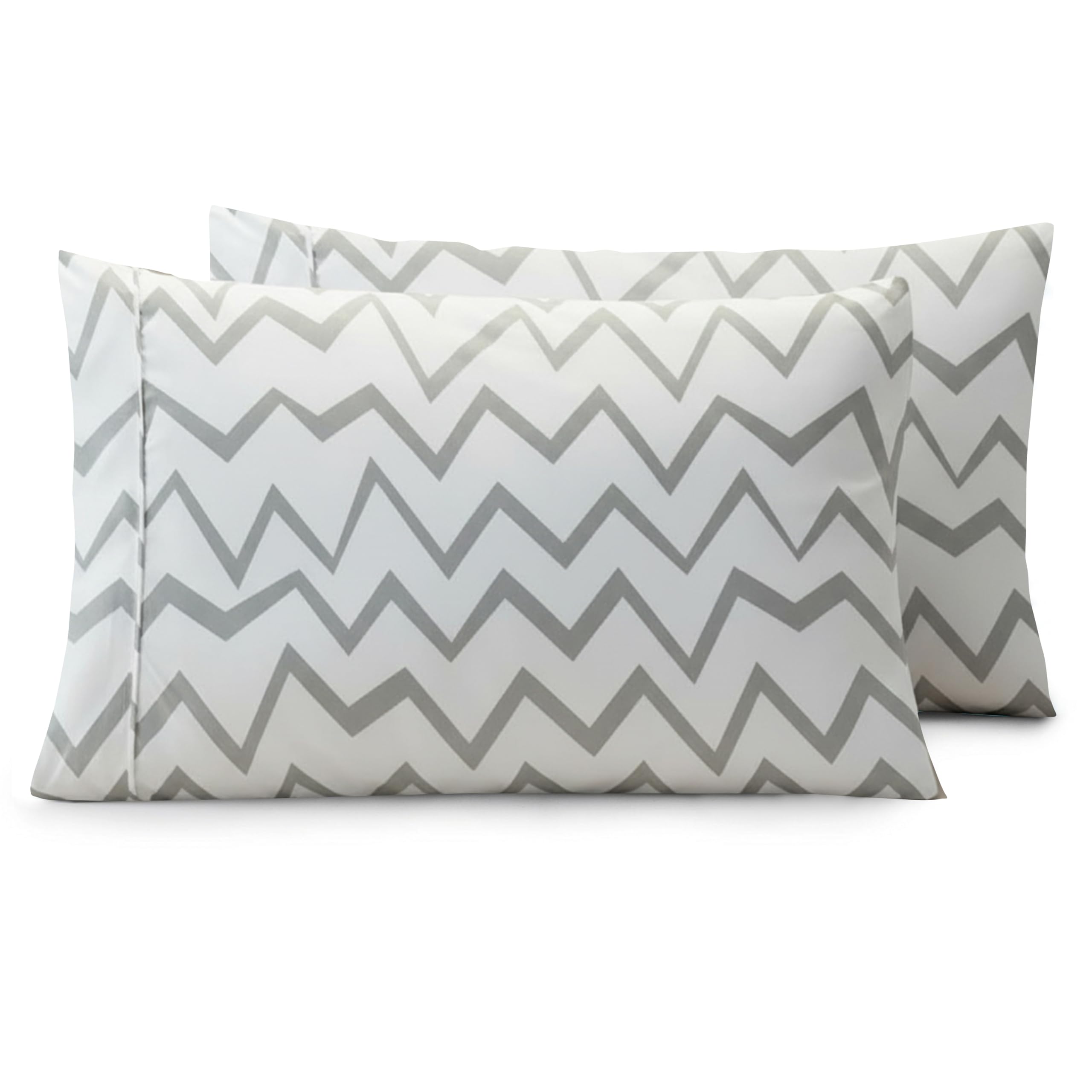 Elegant Comfort Luxury Ultra-Soft 2-Piece Pillowcase Set - 1500 Premium Hotel Quality Microfiber Double Brushed - Wrinkle Resistant, King Size, Chevron Pattern Gray