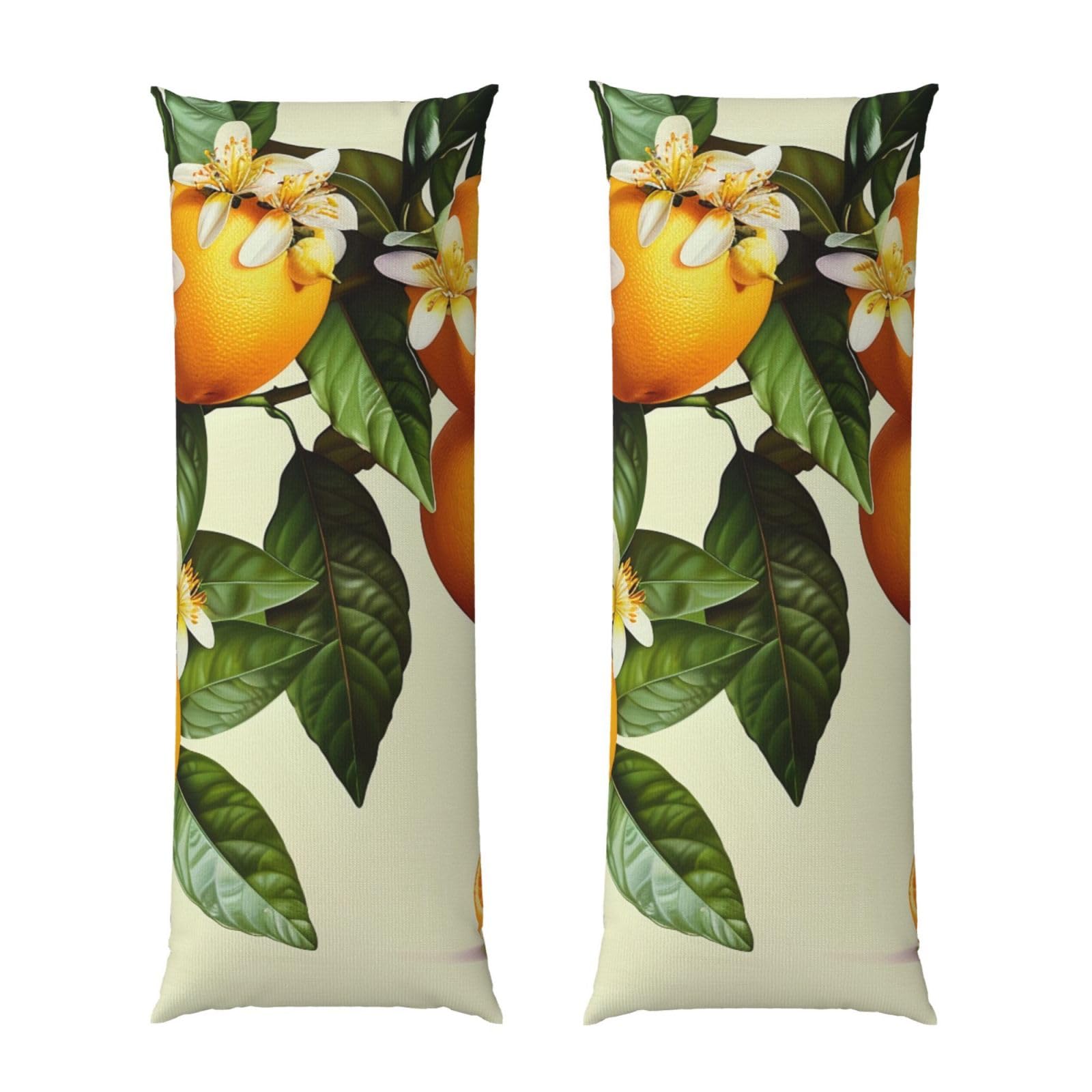 Body Pillow Cover 20x54 Inch, Yellow Blossom And Orange Fruits Print Long Lumbar Pillow Case with Zipper Long Body Pillowcase Decorative for Bed Sofa Bedroom