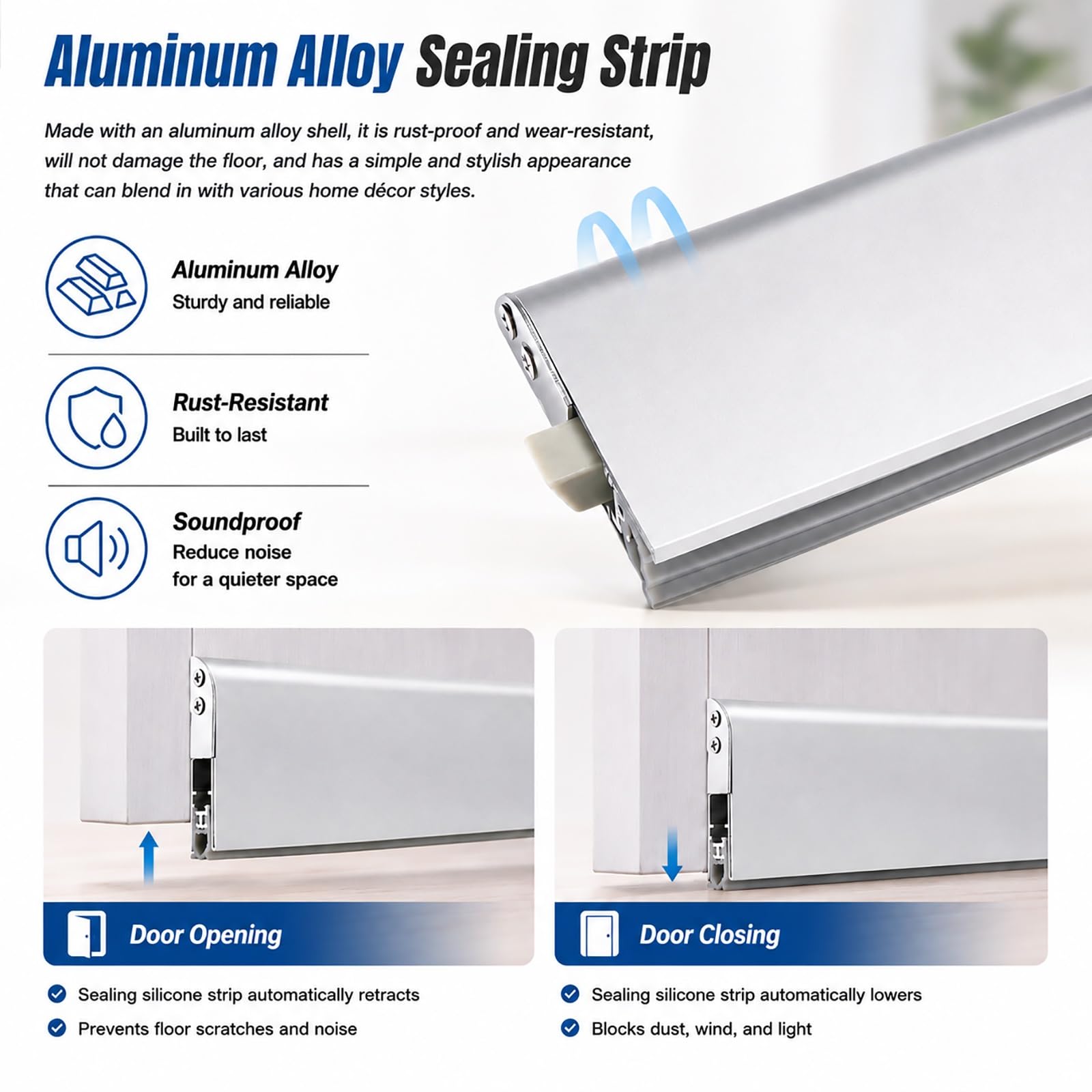 Guarnizione Automatica per Porta Guarnizione Automatica Sottoporta per Uso Interno Ed Esterno