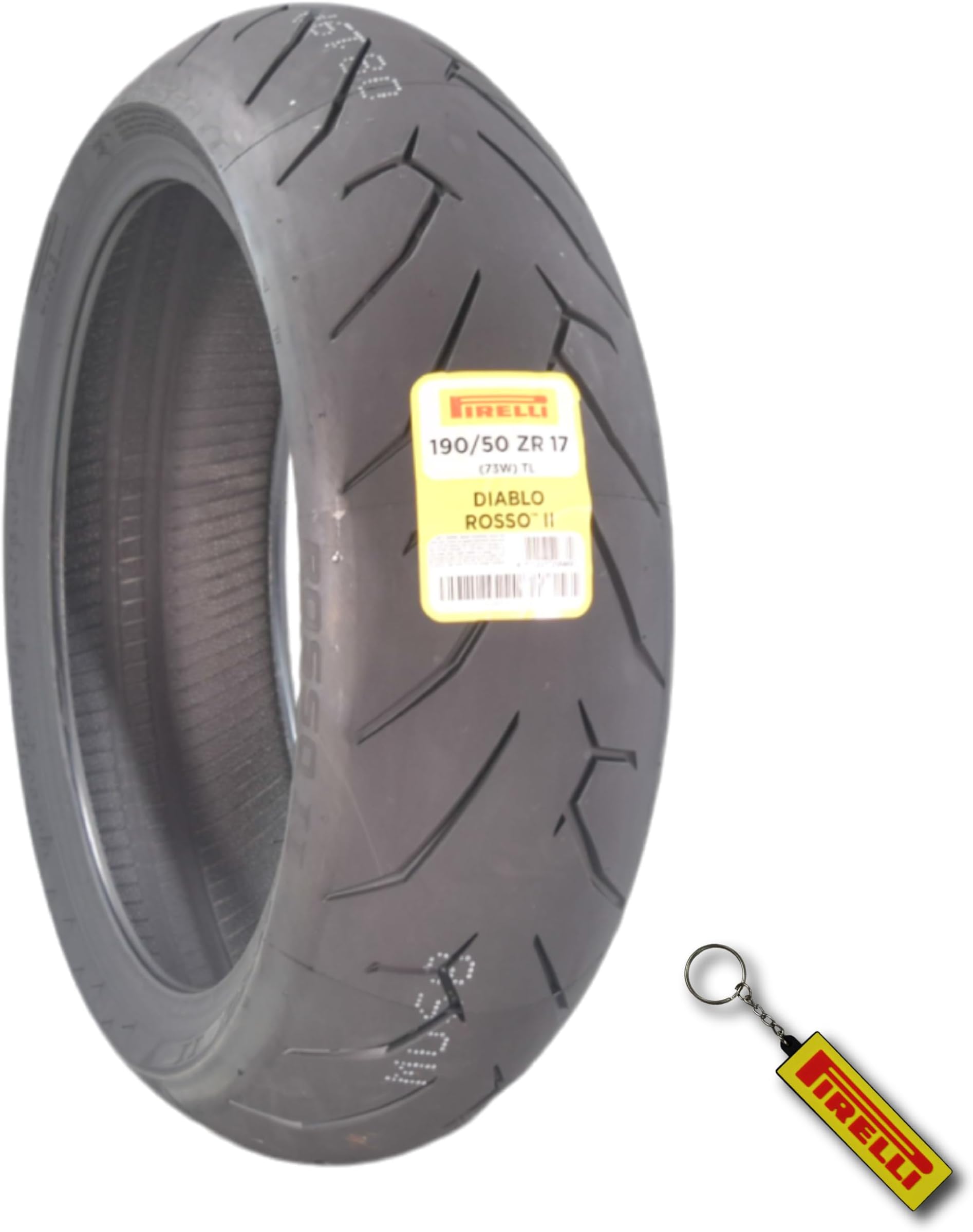 Diablo Rosso II 190/50 ZR 17 M/C (73W) TL Rear Motorcycle Tire - High Performance, Durable, and Reliable: Sport Performance for Road Use with Keychain