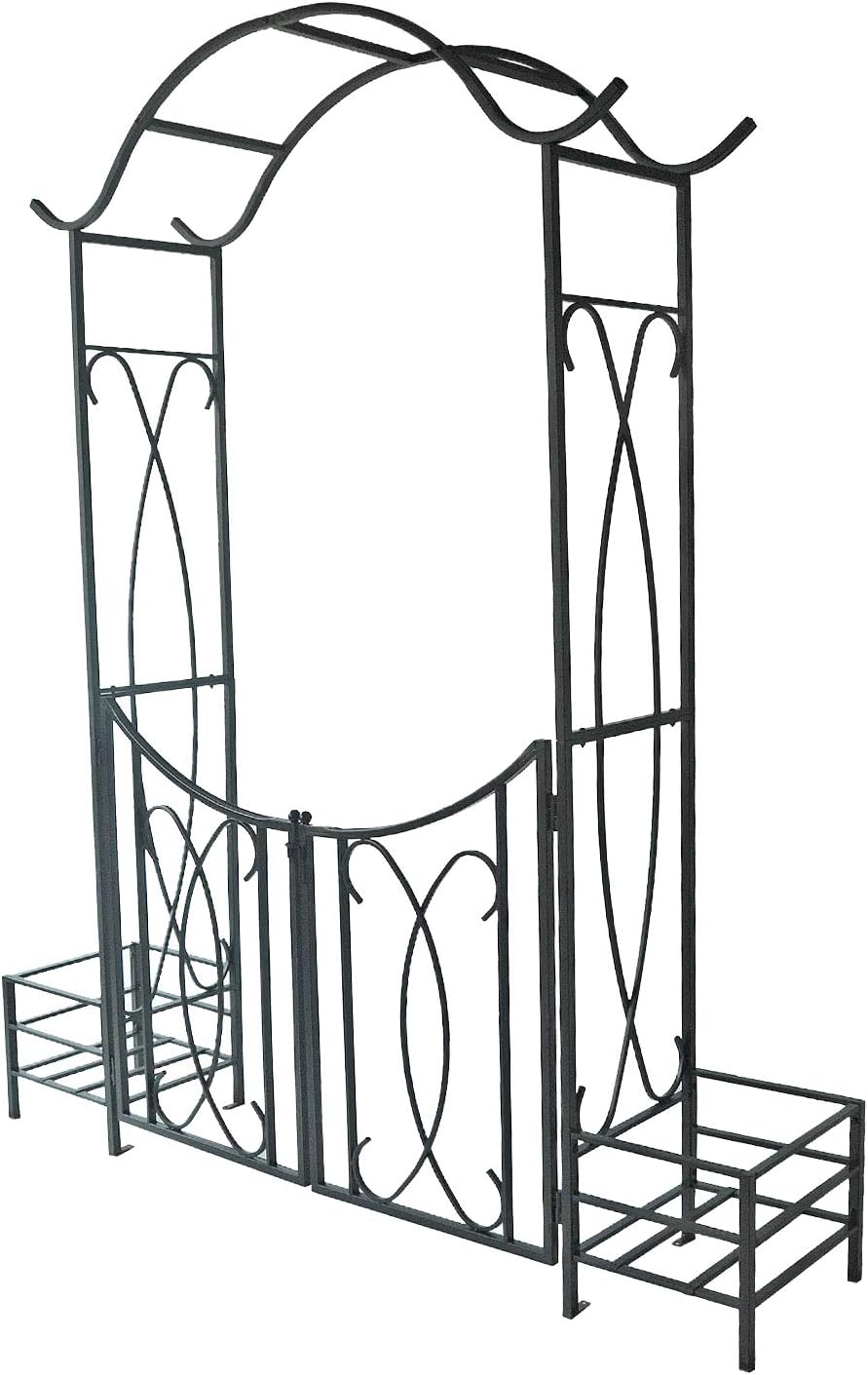 AXXONN Garden Arbor with Gate and Planter Holders