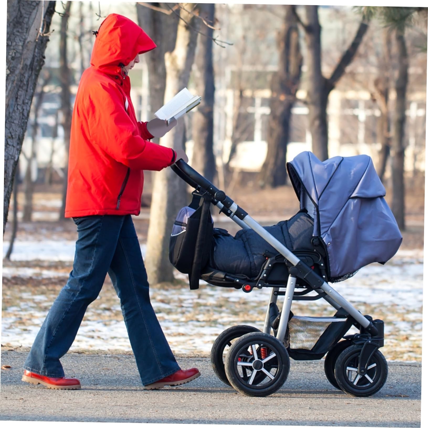 Holibanna Thick Fingerless Gloves Winter Cycling Thermal Windproof Stroller Gloves for Cold Weather