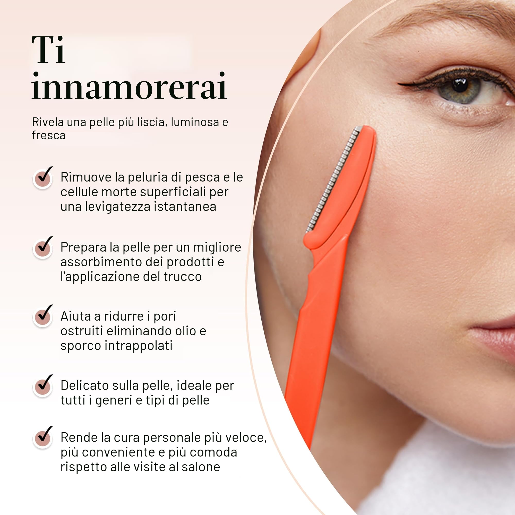 Kitsch Dermaplaning Tool - Rasoi per il viso da donna, rasoio per sopracciglia e viso, rimozione dei peli del viso, rasoi per il viso da donna, rasoio Dermaplane, 12 pezzi (Corallo)