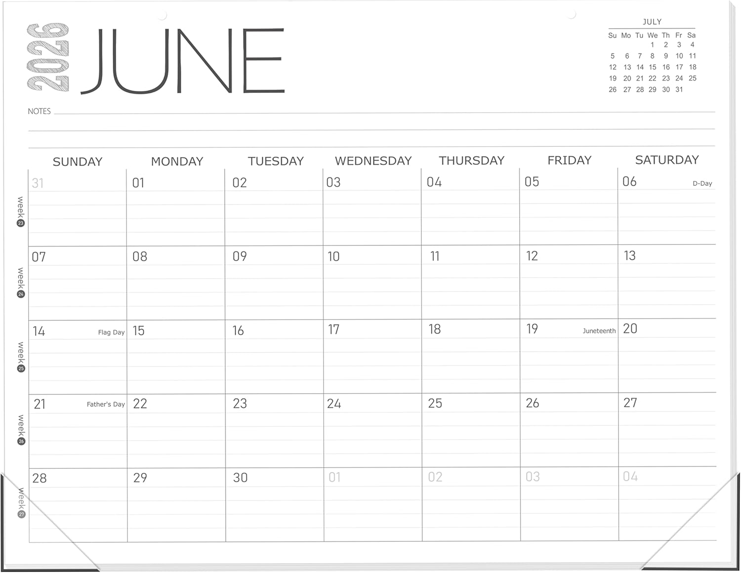 Guasslee Large Desk Calendar 2026-2027, 19-Month Large Hanging Desk/Wall Calendar From 2026 June-2027 December, 17" X 22" School Year Monthly Planner With Thick Paper For Office Home School Organizing