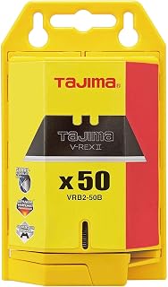 TAJIMA V-REX II 50-Pack Utility Knife Blades - 10X Stronger Tempered Steel Box Cutter Blades w/ Safety Dispenser VRB2-50B