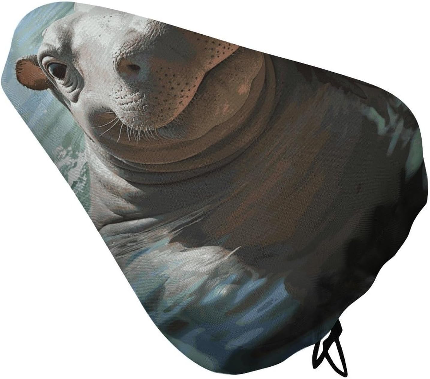 Cute Hippos Bike Seat Cover Soft Waterproof Bike Saddle Rain Cover with Drawstring Rainproof Dust Resistant Bicycle Seat Cushion Protector for Outdoor Travel, Stationary Bikes