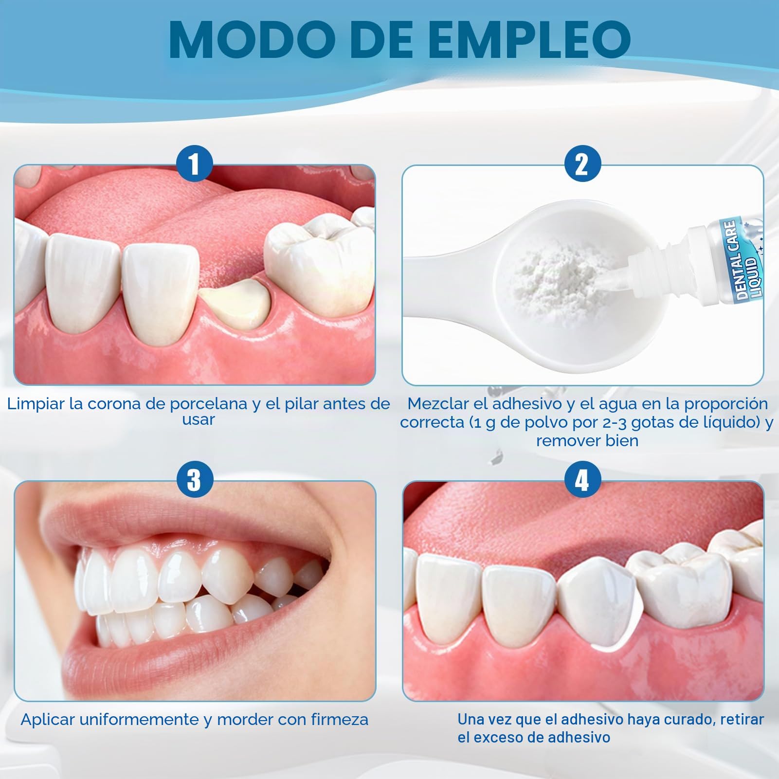 Cemento Dental Permanente para Coronas, Puentes y Caries