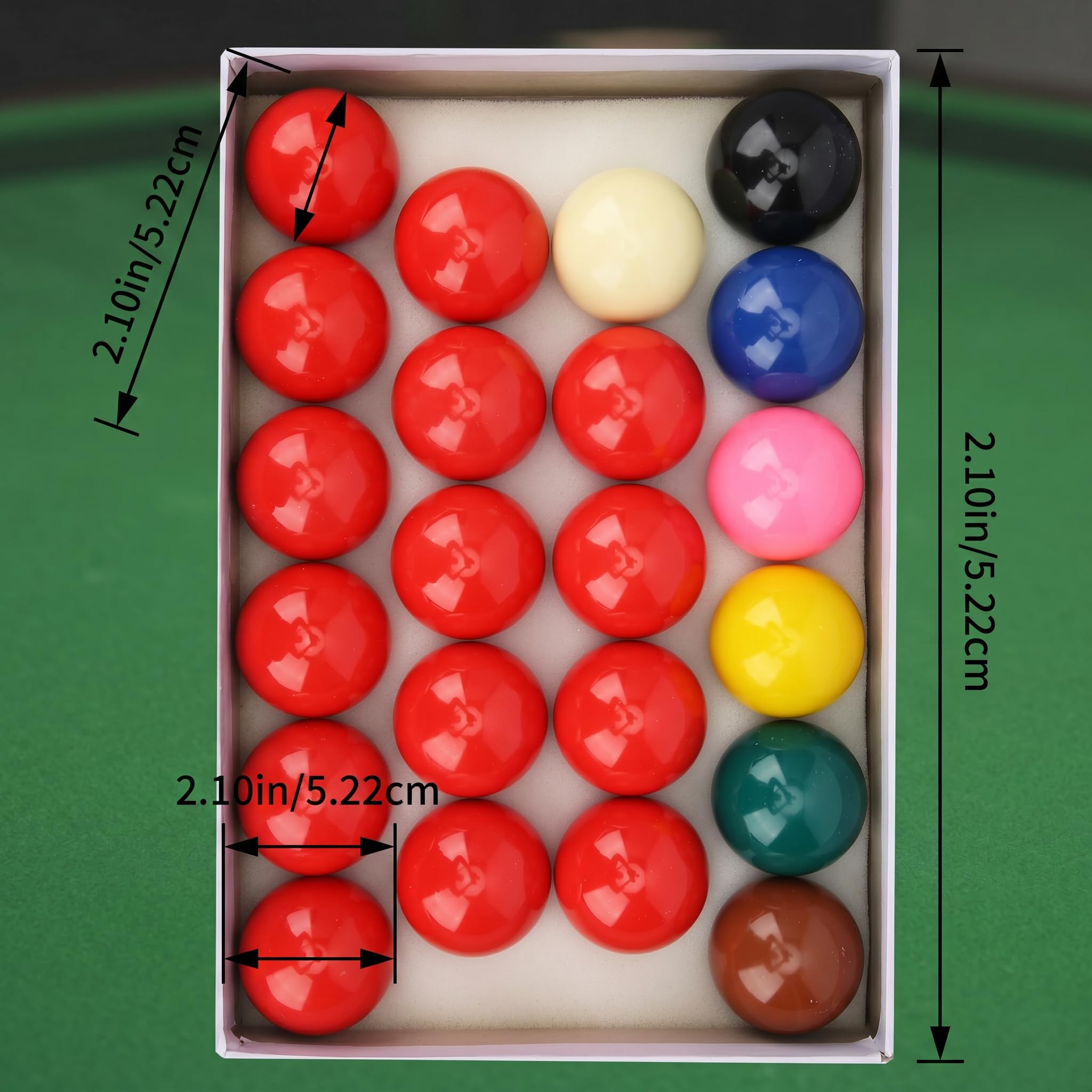 22-teiliges Snooker-Kugel-Set, Hochwertiges Harz mit Kalkpulverpigment, Vollfarbig für das Offizielle Spiel British Billiard, 52,5 Mm Durchmesser