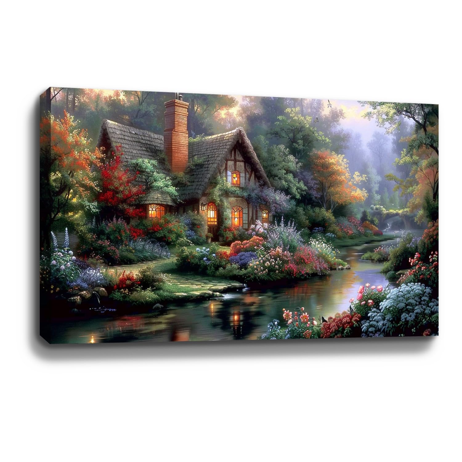 Bohu Arts Heart Home Thomas Kinkdade Painting Kinkade Wall Art Framed Canvas Art Ready To Hang
