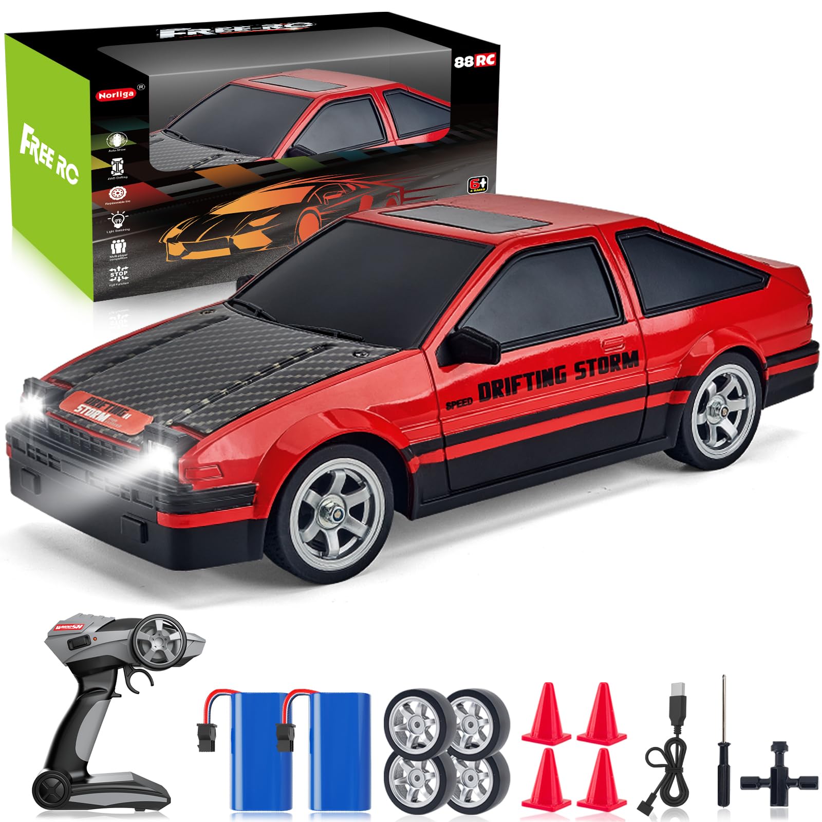 1:16スケール4WDリモートコントロールカー、LEDリモートコントロールカー 1:16スケール4WDリモートコントロールカー、LEDリモート