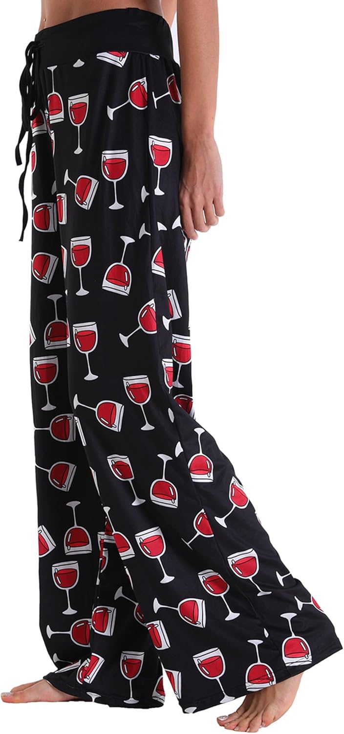 Women Pajama Pants Comfy Lounge Wide Leg Casual Stretch Palazzo Drawstring Pj Bottoms Pants S-3XL - Image 3