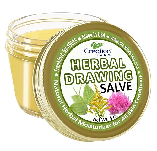 Creation Farm Dibujo Salve, Draw Salve Cuidado de la piel herbaria 4 OZ a base de plantas de hierbas