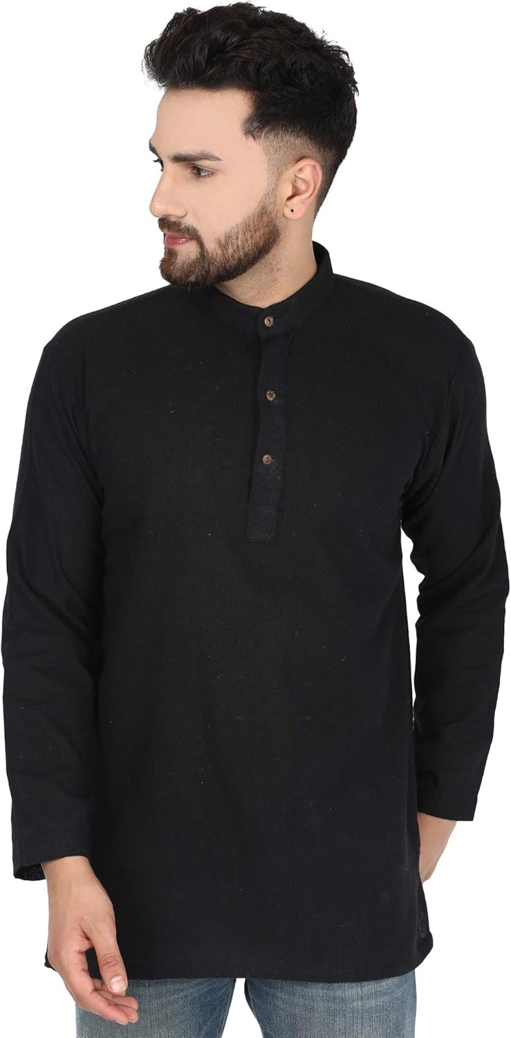 SKAVIJ Mens Cotton Casual Short Kurta Shirt (Small, Grey) at Amazon Men's  Clothing store