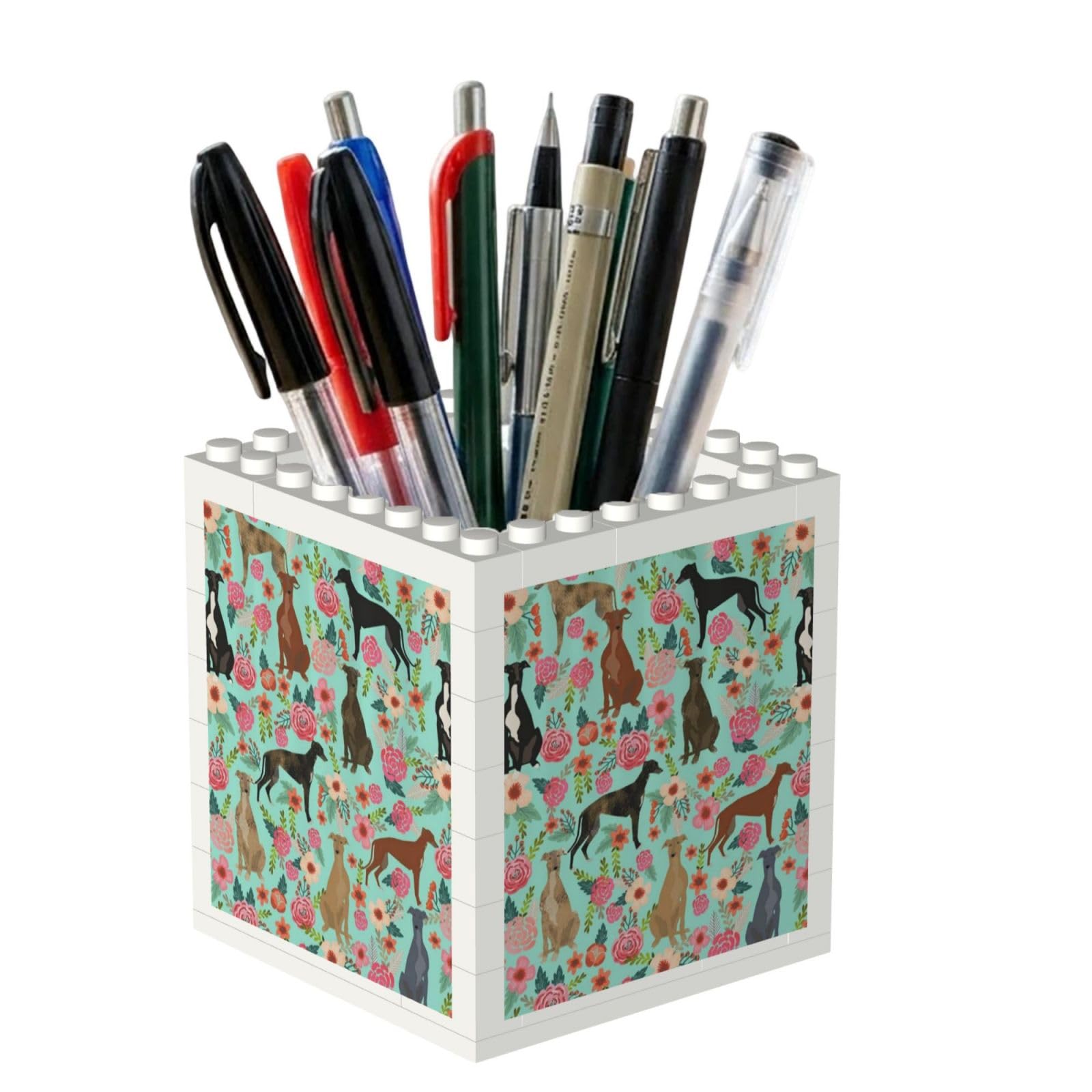 Poadnly Greyhounds Florals, Pen Pot Pencil Holder for Office Home School, Compact Desk Organiser for Office Stationery