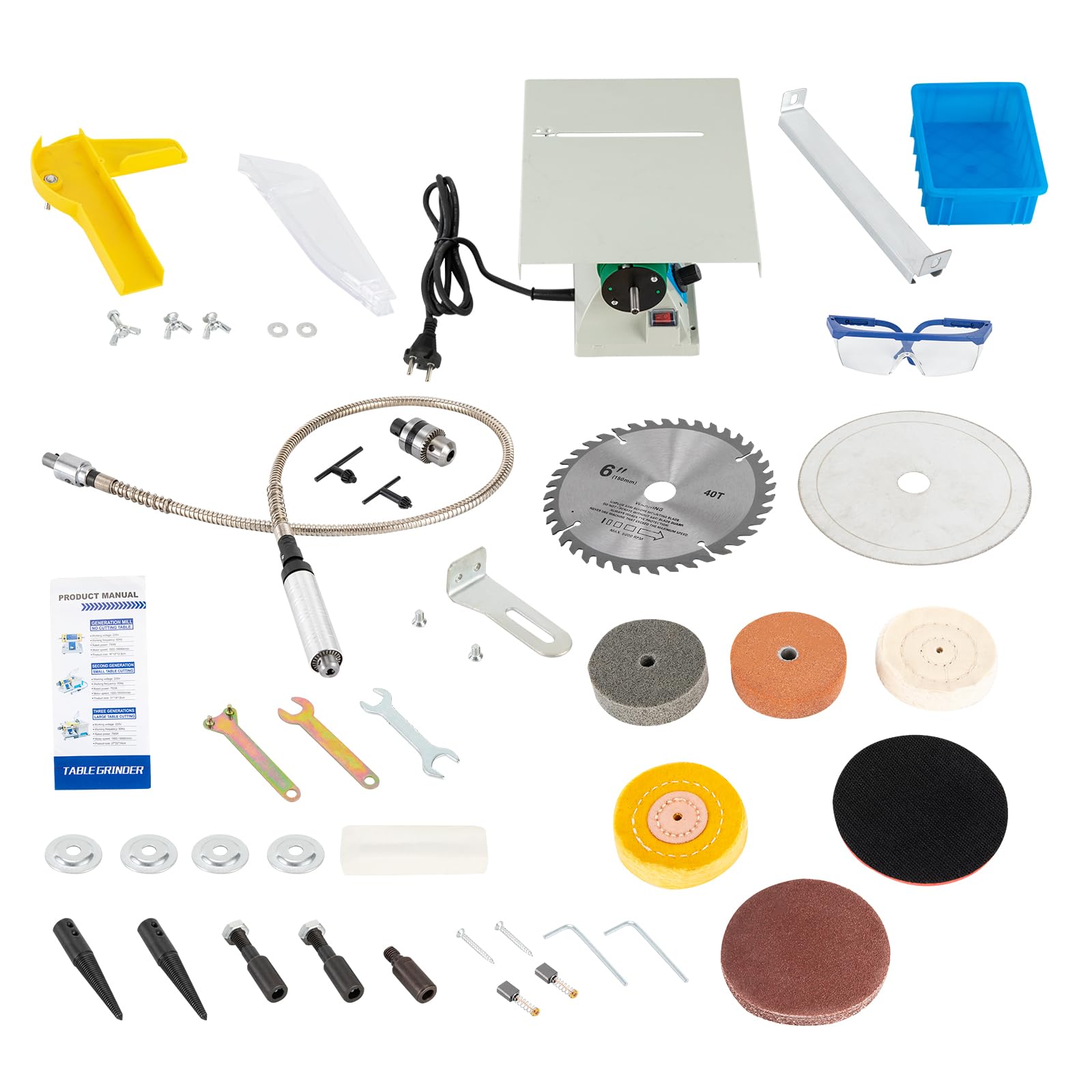 Tischpuffer Polierer 750W - 5 in 1 Poliermaschine für Edelsteine und Schmuck | Polierschleifmaschine für Polieren, Schneiden, Schleifen und Schnitzen (800-10.000 RPM)