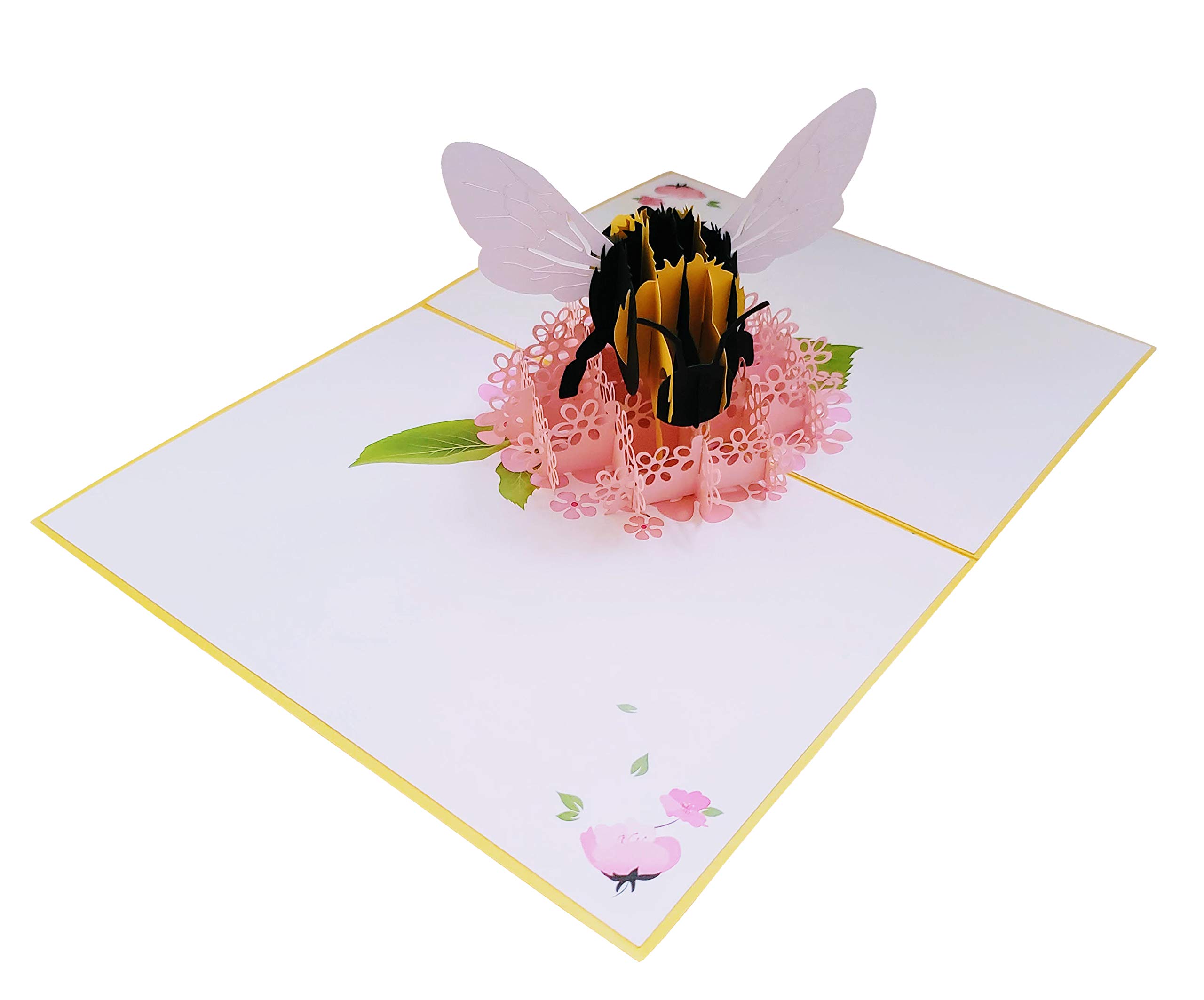 iGifts And Cards Happy Floral Bee 3D-Pop-Up-Grußkarte – Thinking of You, Happy Birthday, Muttertag, Get Well Soon, Miss You, Congratulations, Love, Cute, Fun