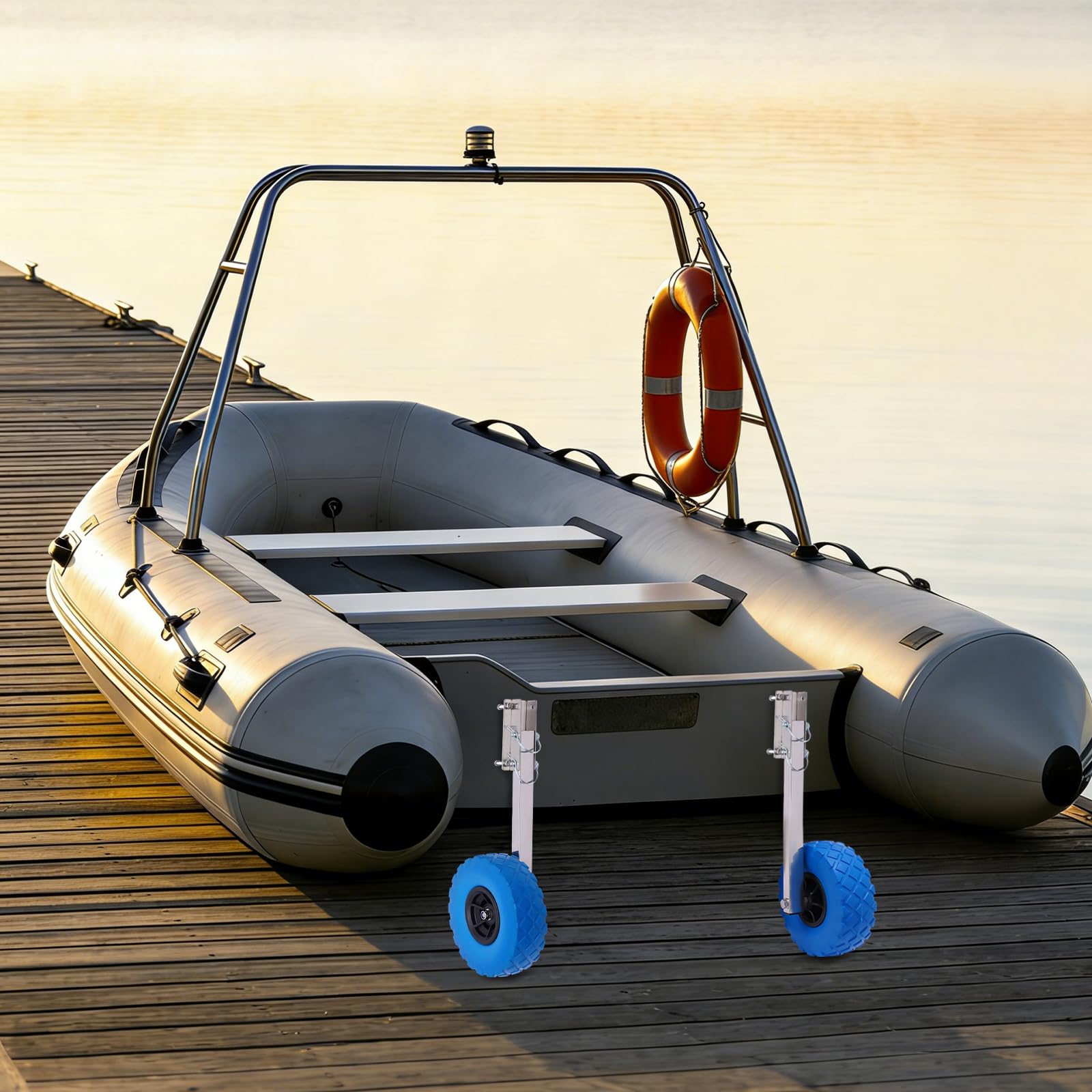 Rad für Anhänger, Boot, aufblasbar, für Boot, Strand, Sand, pneumatisches Rad für Anhänger, Edelstahl, schwere Last, 150 kg, 330 lbs (9,84 Zoll), abnehmbares Rad, 2 Stück