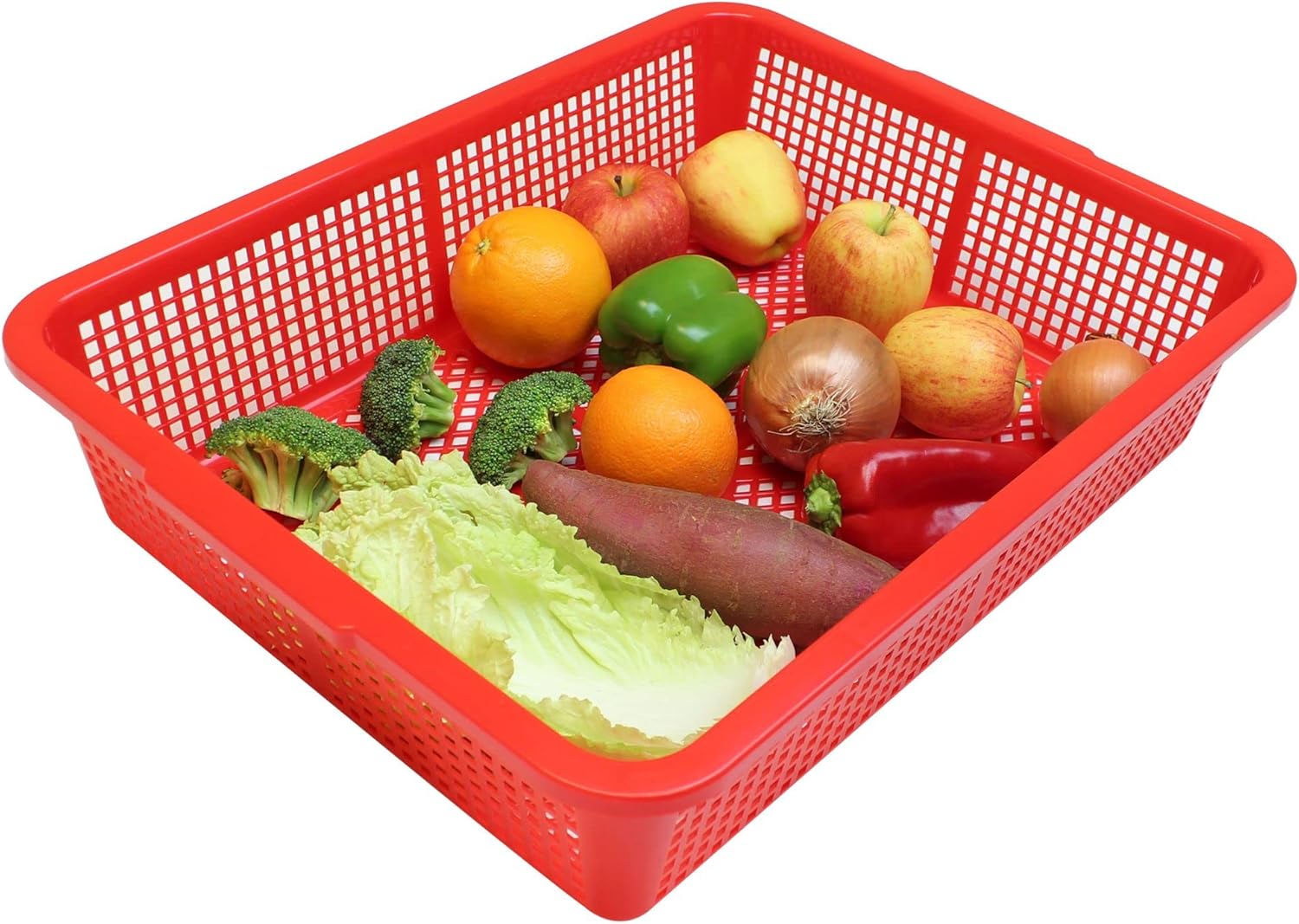 TrueCraftware- 21-3/4" X 17" Square Colander Strainer Basket Blue Color- Strainer Basket Wash Vegetables Fruits Drain Cooked Pasta Food Strainer Drainer Basket Strainer Kitchen Essentials