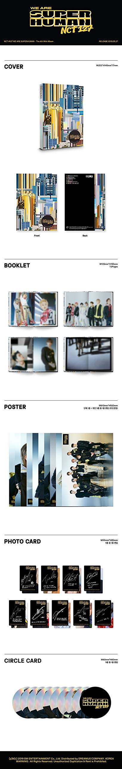 NCT 127 - [NCT #127 We are Superhuman] 4th Mini Album CD+Booklet+1p PhotoCard+1p Circle Card+Tracking K-POP Sealed