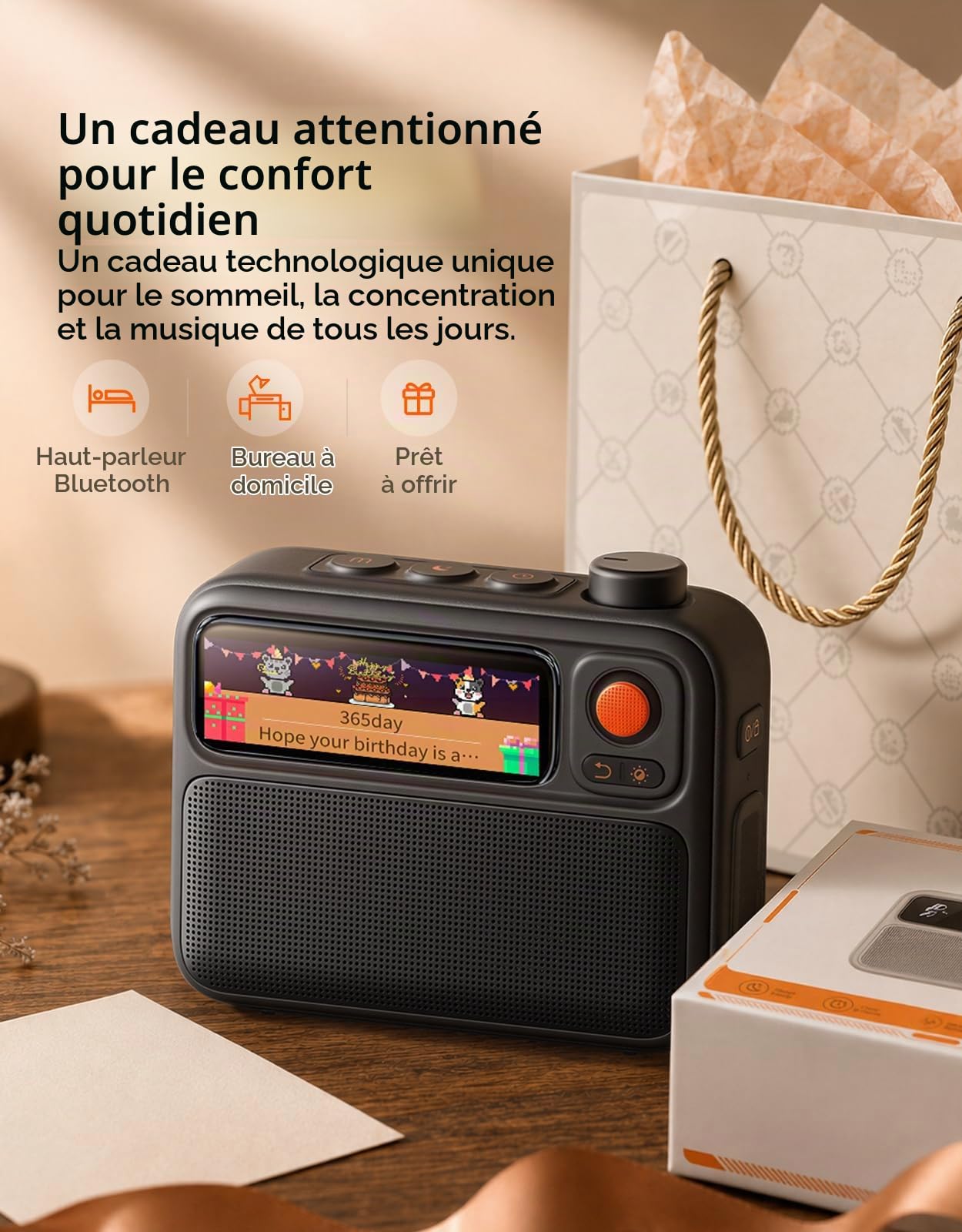 Divoom FlowToo Machine à bruit blanc Bluetooth, 90+ sons de sommeil, écran pixel, réveil et minuterie pour chambre et bureau